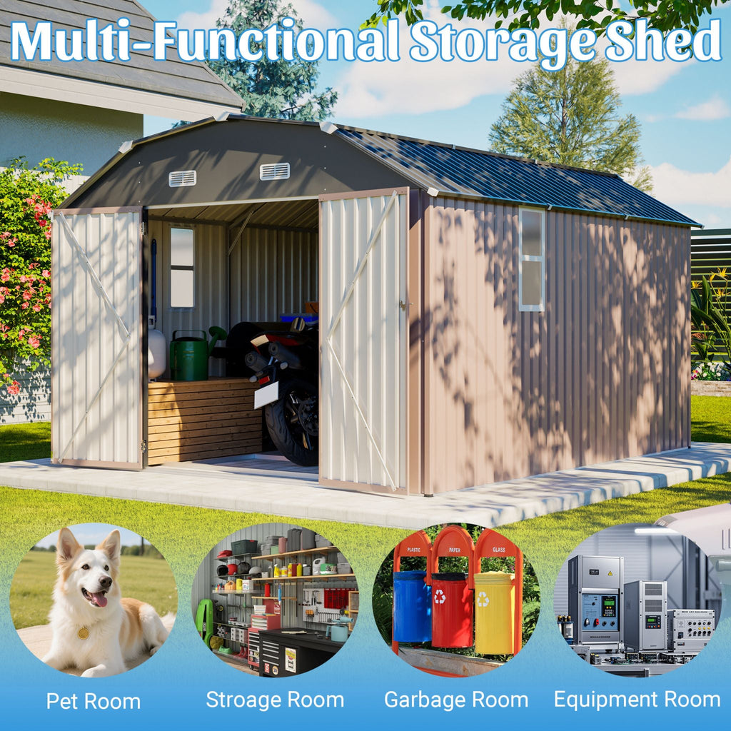 [10X12FT] Alora Heavy-Duty Outdoor Metal Storage Shed With Floor (SAK91820) – SAKSBY WHOLESALE, view 10