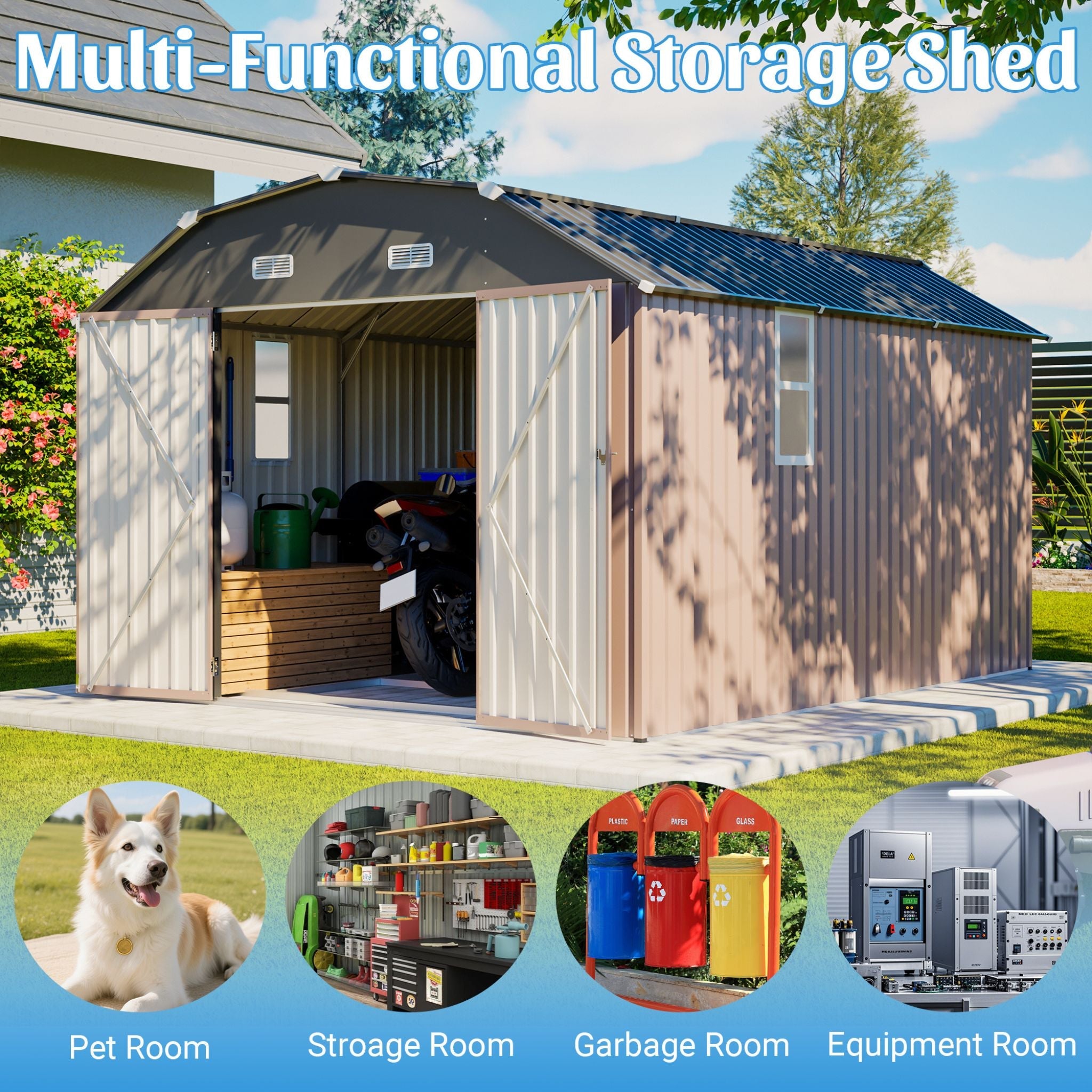 [10X12FT] Alora Heavy-Duty Outdoor Metal Storage Shed With Floor (SAK91820) – SAKSBY WHOLESALE, view 10