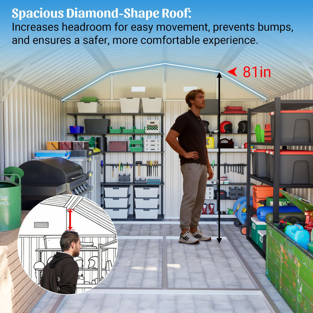 [10X12FT] Alora Heavy-Duty Outdoor Metal Storage Shed With Floor (SAK91820) – SAKSBY WHOLESALE, view 4