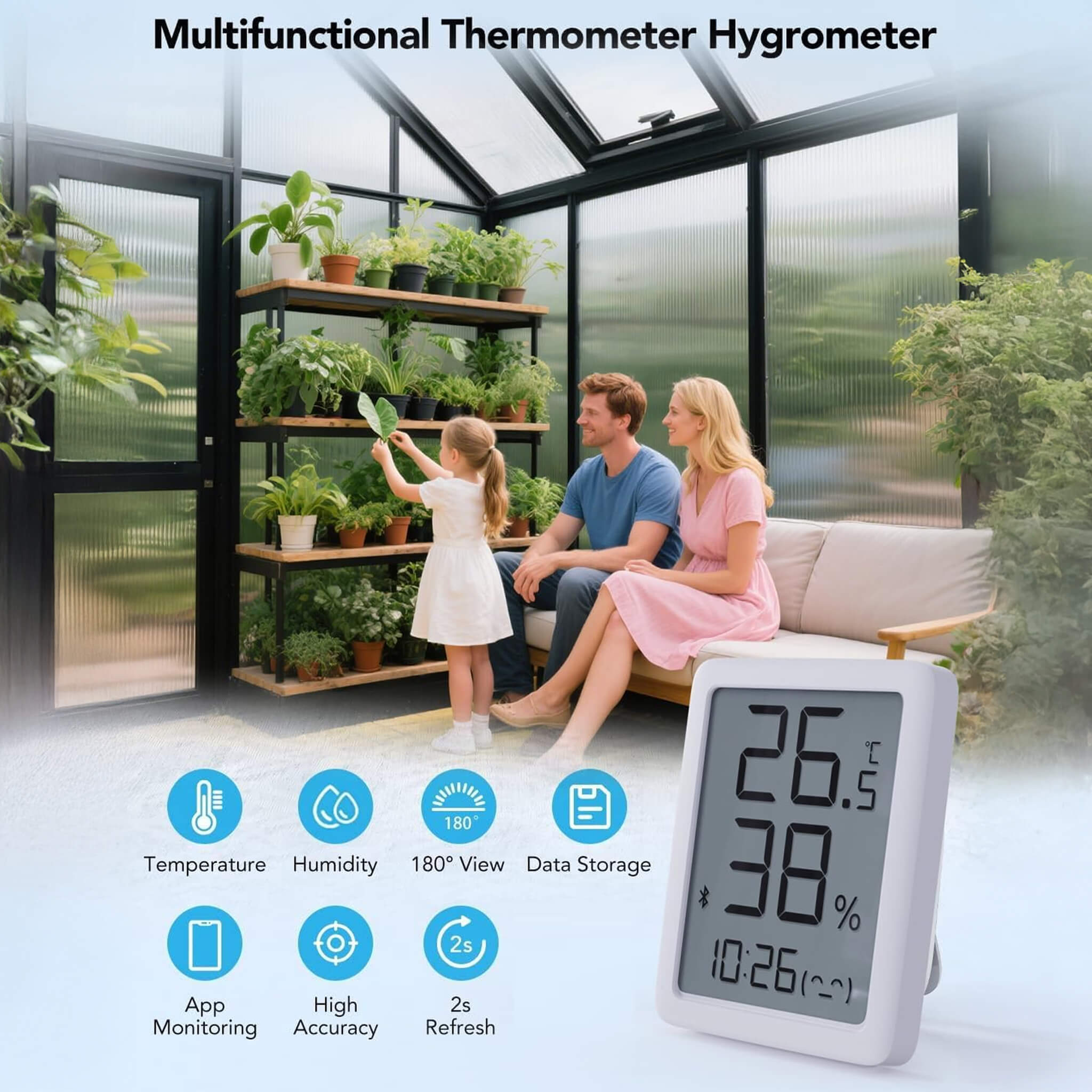 [10X12FT] Outdoor Polycarbonate Aluminum Greenhouse With UV Protection And Thermometer (SAK59183) – SAKSBY WHOLESALE, view 3