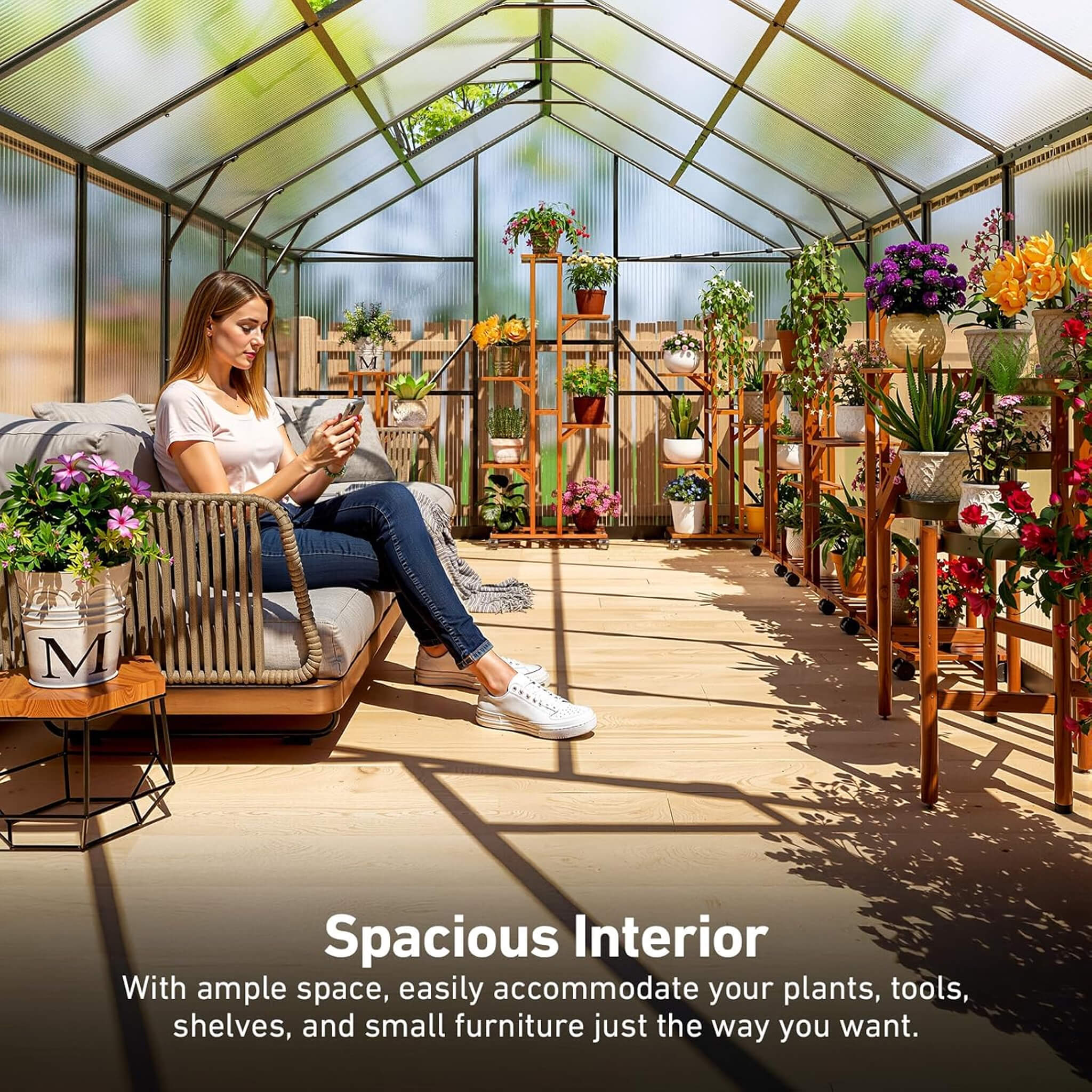 [10X12FT] Outdoor Polycarbonate Aluminum Greenhouse With UV Protection And Thermometer (SAK59183) – SAKSBY WHOLESALE, view 5