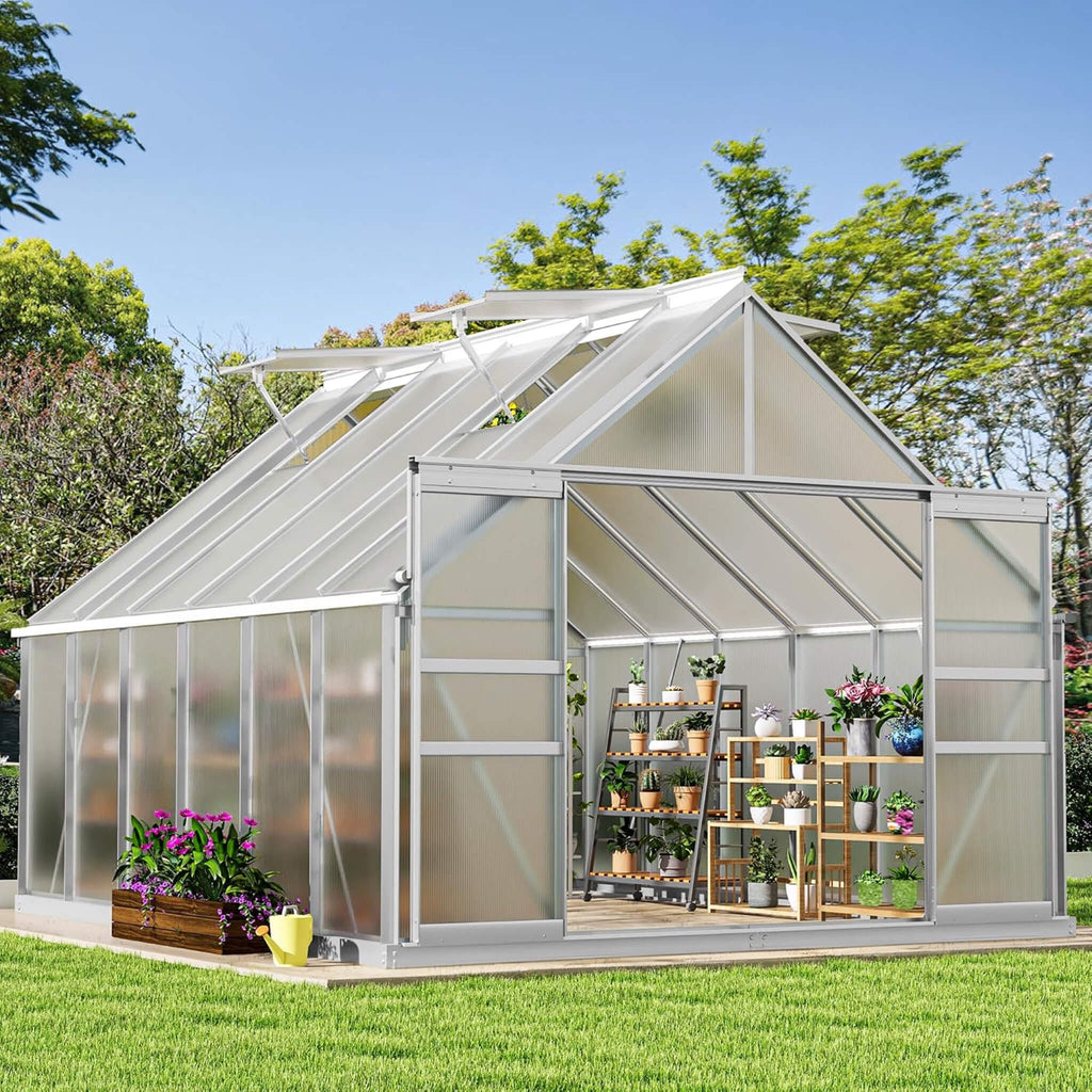 [10X12FT] Large Polycarbonate Walk-In Garden Greenhouse With Vent Window, 4MM (SAK71528) – SAKSBY WHOLESALE