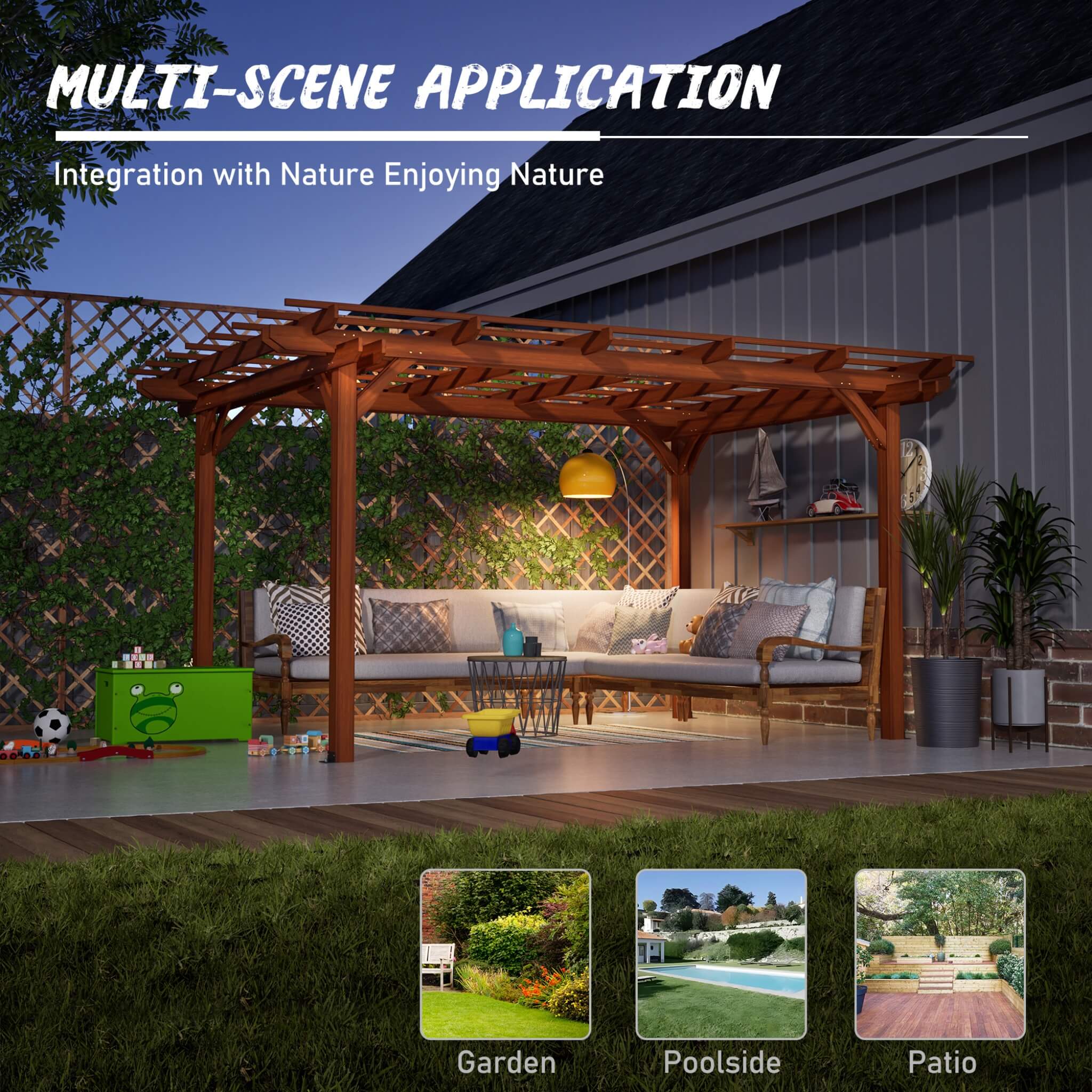 [10X12FT] Alora Premium Extra Large Outdoor Weather-Resistant Wooden Grape Pergola (SAK16278) – SAKSBY WHOLESALE, view 10