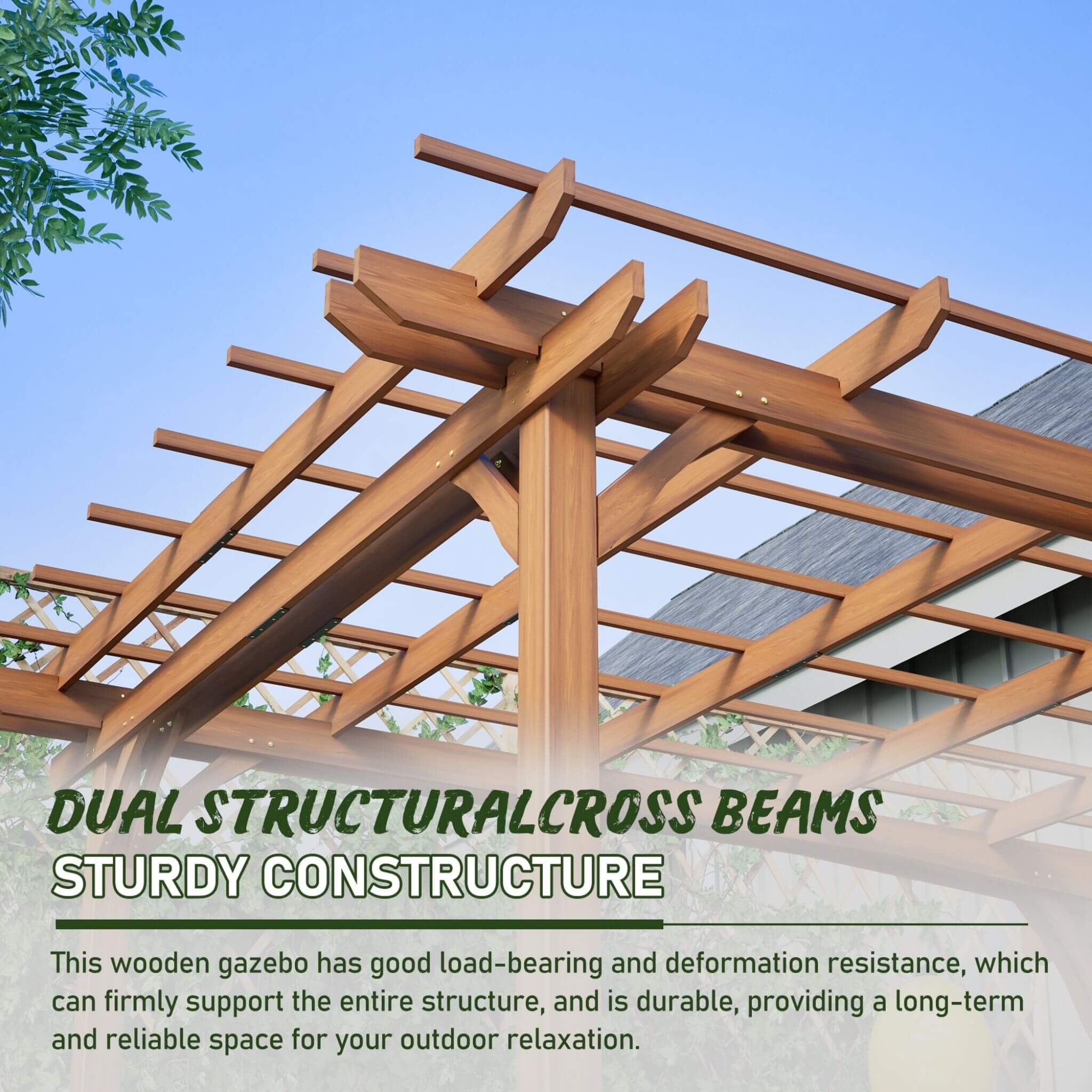 [10X12FT] Alora Premium Extra Large Outdoor Weather-Resistant Wooden Grape Pergola (SAK16278) – SAKSBY WHOLESALE, view 8