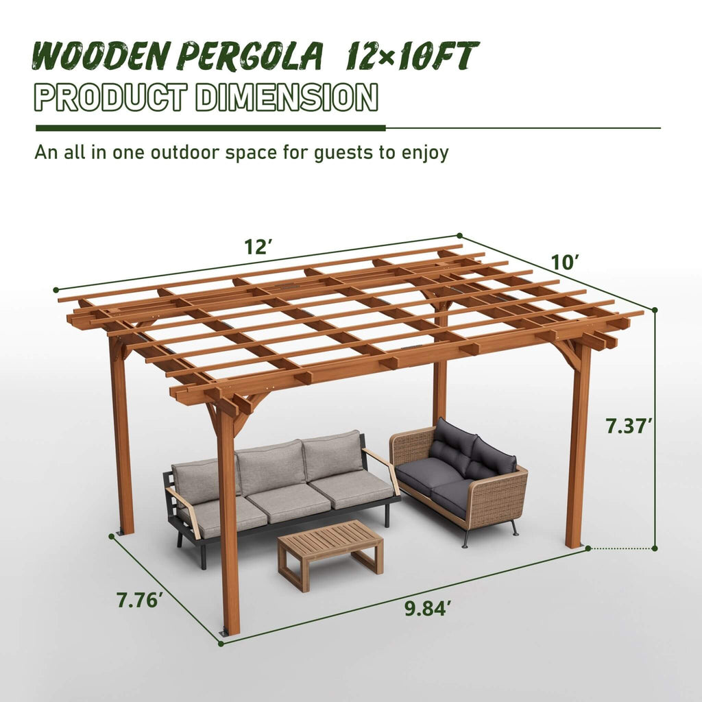 [10X12FT] Alora Premium Extra Large Outdoor Weather-Resistant Wooden Grape Pergola (SAK16278) – SAKSBY WHOLESALE, view 11