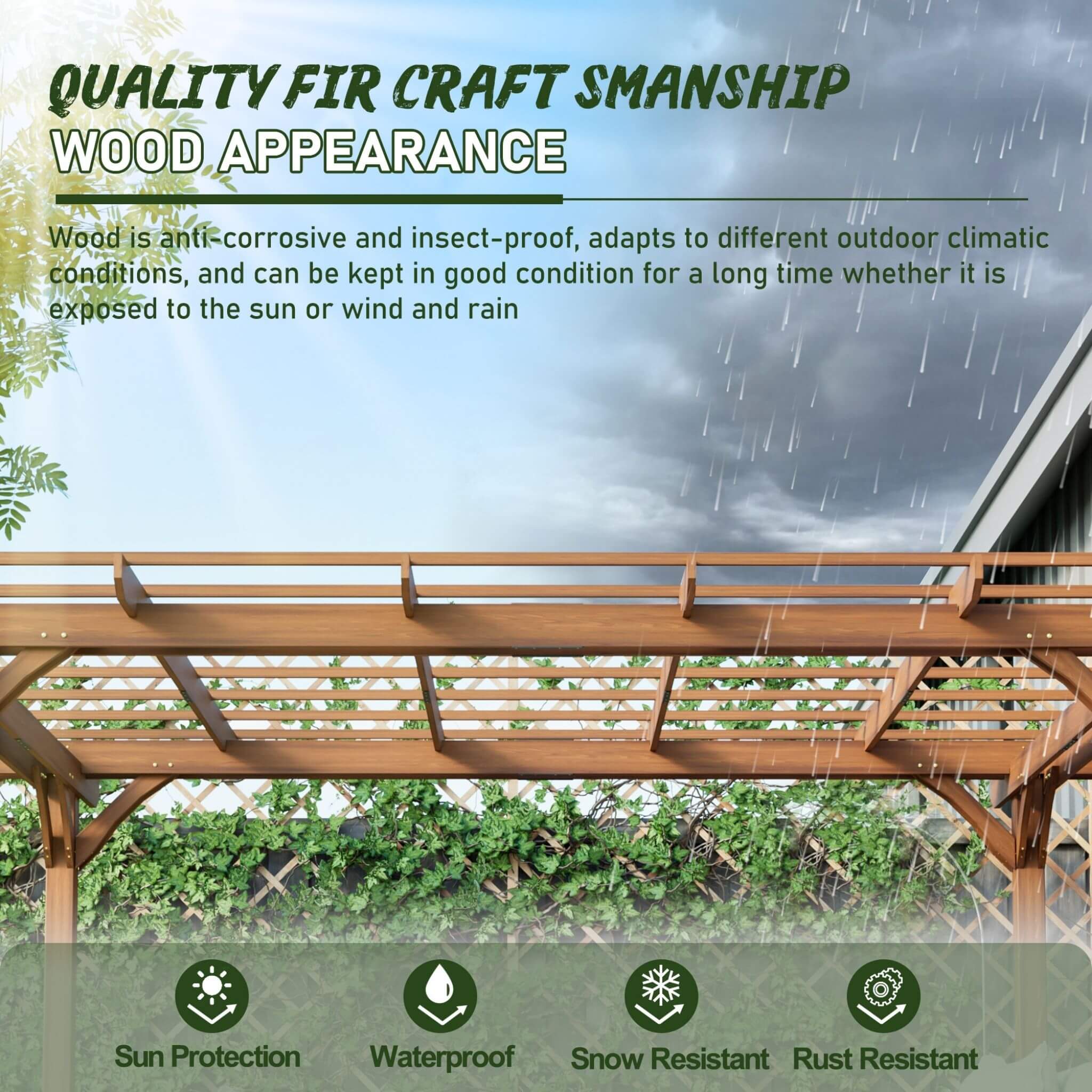 [10X12FT] Alora Premium Extra Large Outdoor Weather-Resistant Wooden Grape Pergola (SAK16278) – SAKSBY WHOLESALE, view 3