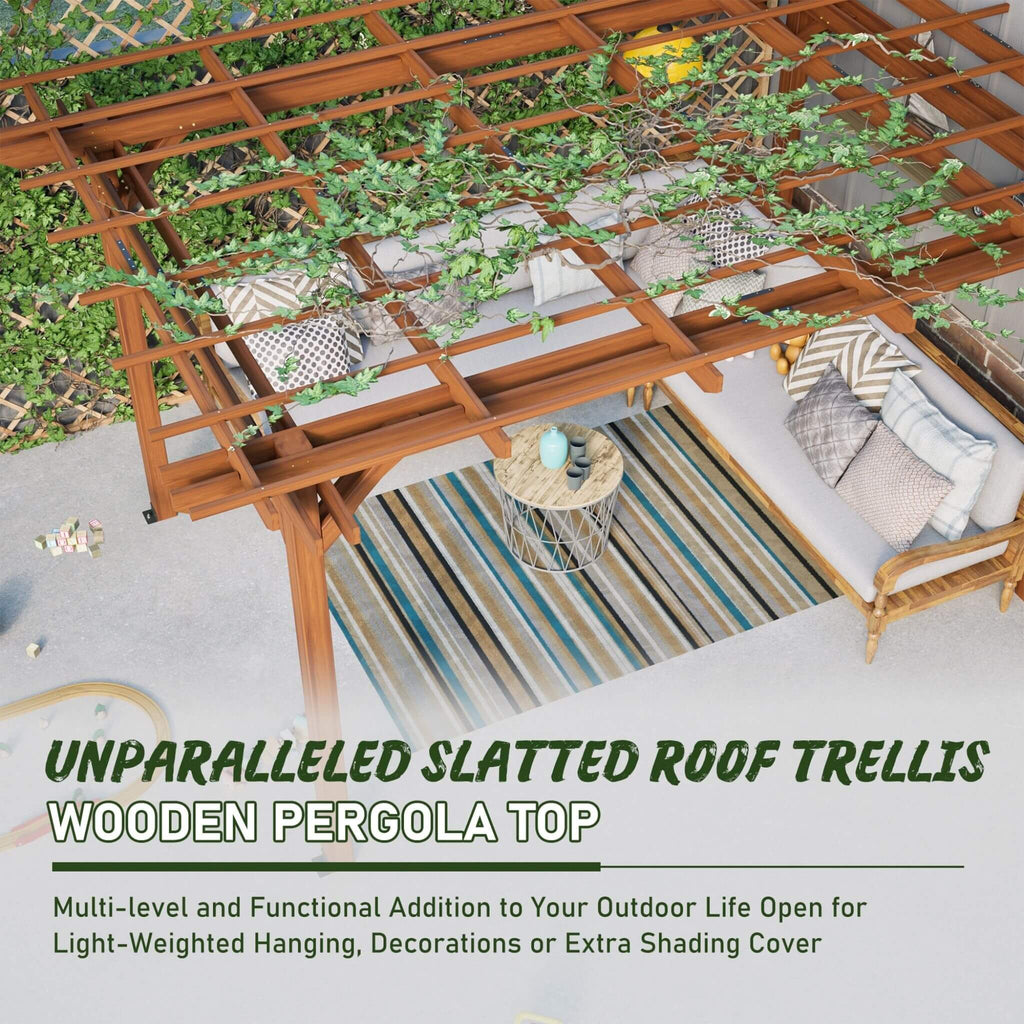 [10X12FT] Alora Premium Extra Large Outdoor Weather-Resistant Wooden Grape Pergola (SAK16278) – SAKSBY WHOLESALE, view 6