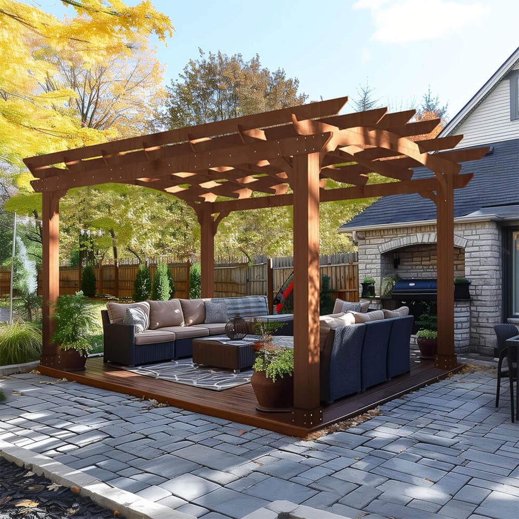 [10X12FT] Alora Premium Outdoor All-Season Backyard Patio Cedar Wood Gazebo Pergola With Arched Roof (SAK42915) – SAKSBY WHOL