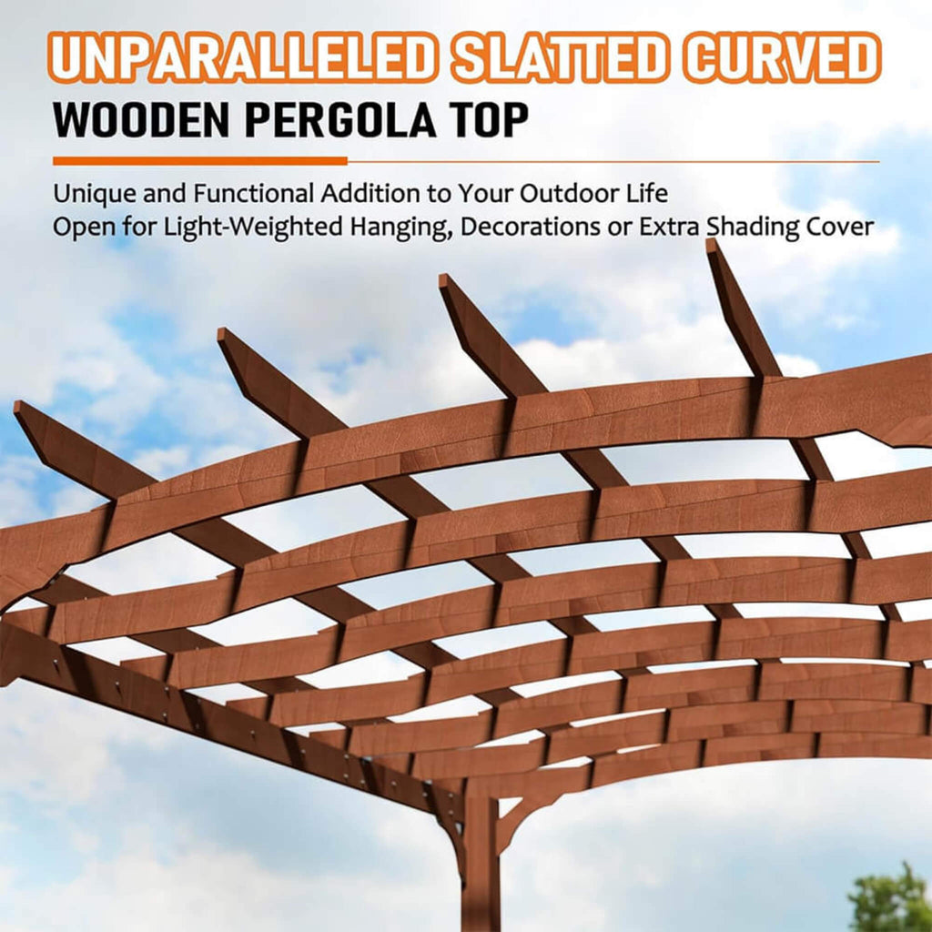 [10X12FT] Alora Premium Outdoor All-Season Backyard Patio Cedar Wood Gazebo Pergola With Arched Roof (SAK42915) – SAKSBY WHOL