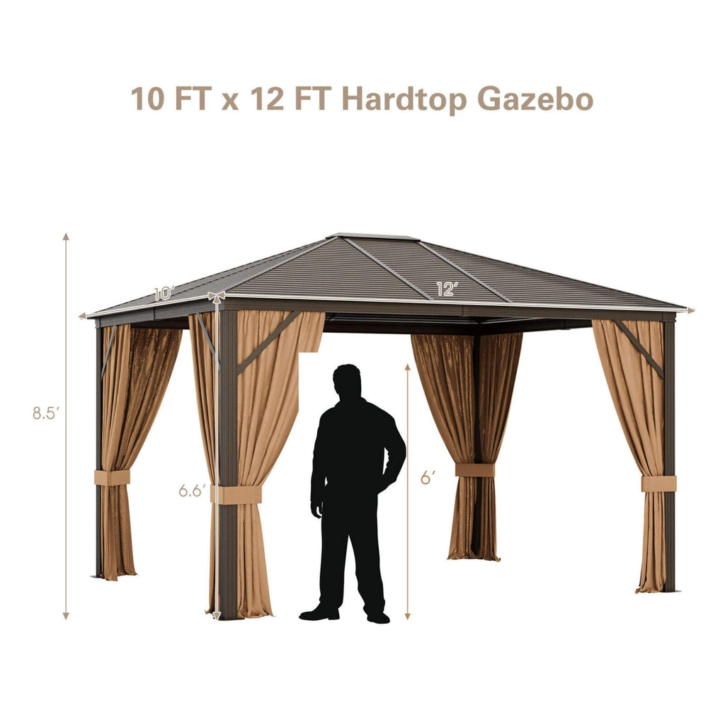 [10X12FT] Alora Premium Outdoor Hardtop Patio Gazebo With Galvanized Steel Top & Aluminum Frame (SAK74065) – SAKSBY WHOLESALE