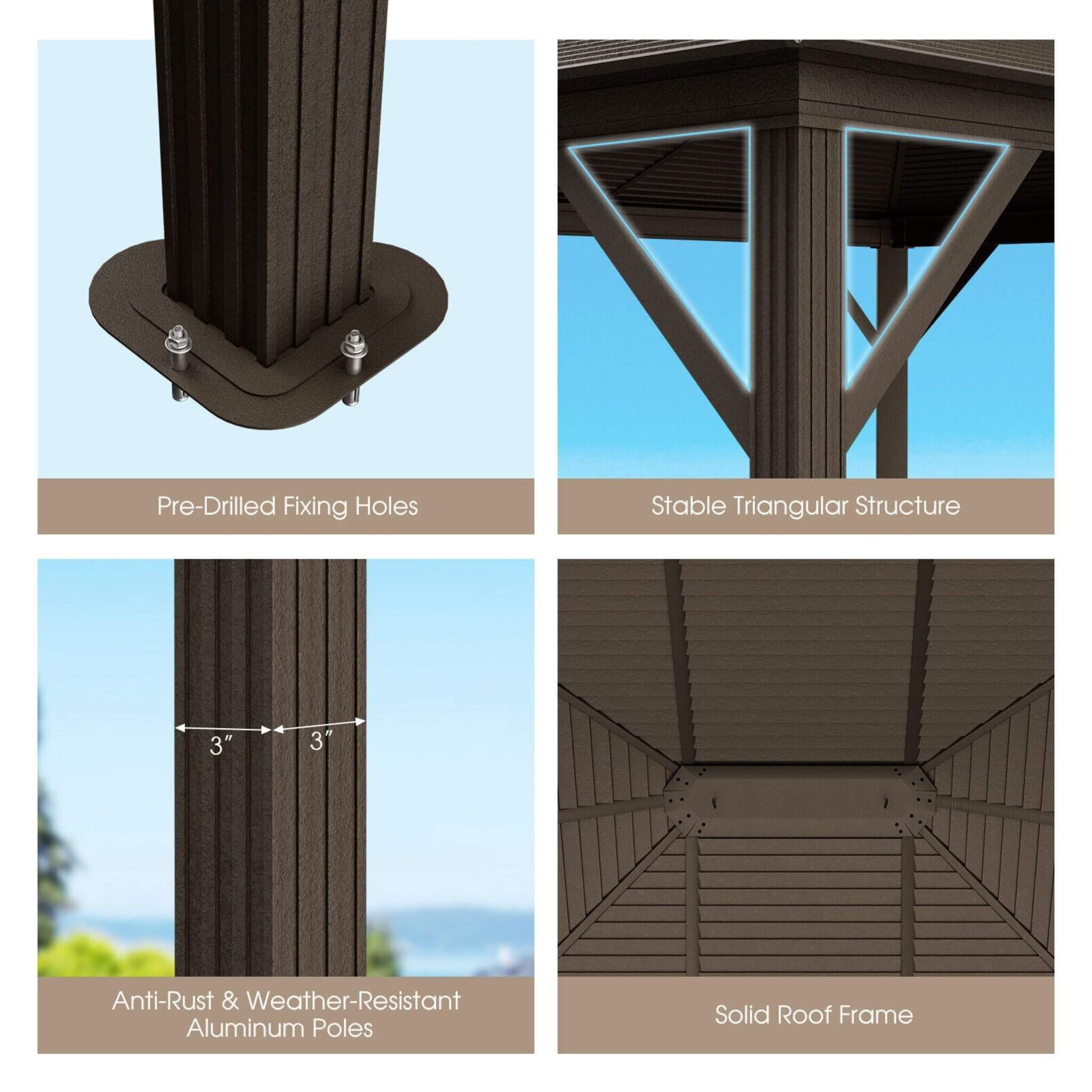 [10X12FT] Alora Premium Outdoor Hardtop Patio Gazebo With Galvanized Steel Top & Aluminum Frame (SAK74065) – SAKSBY WHOLESALE
