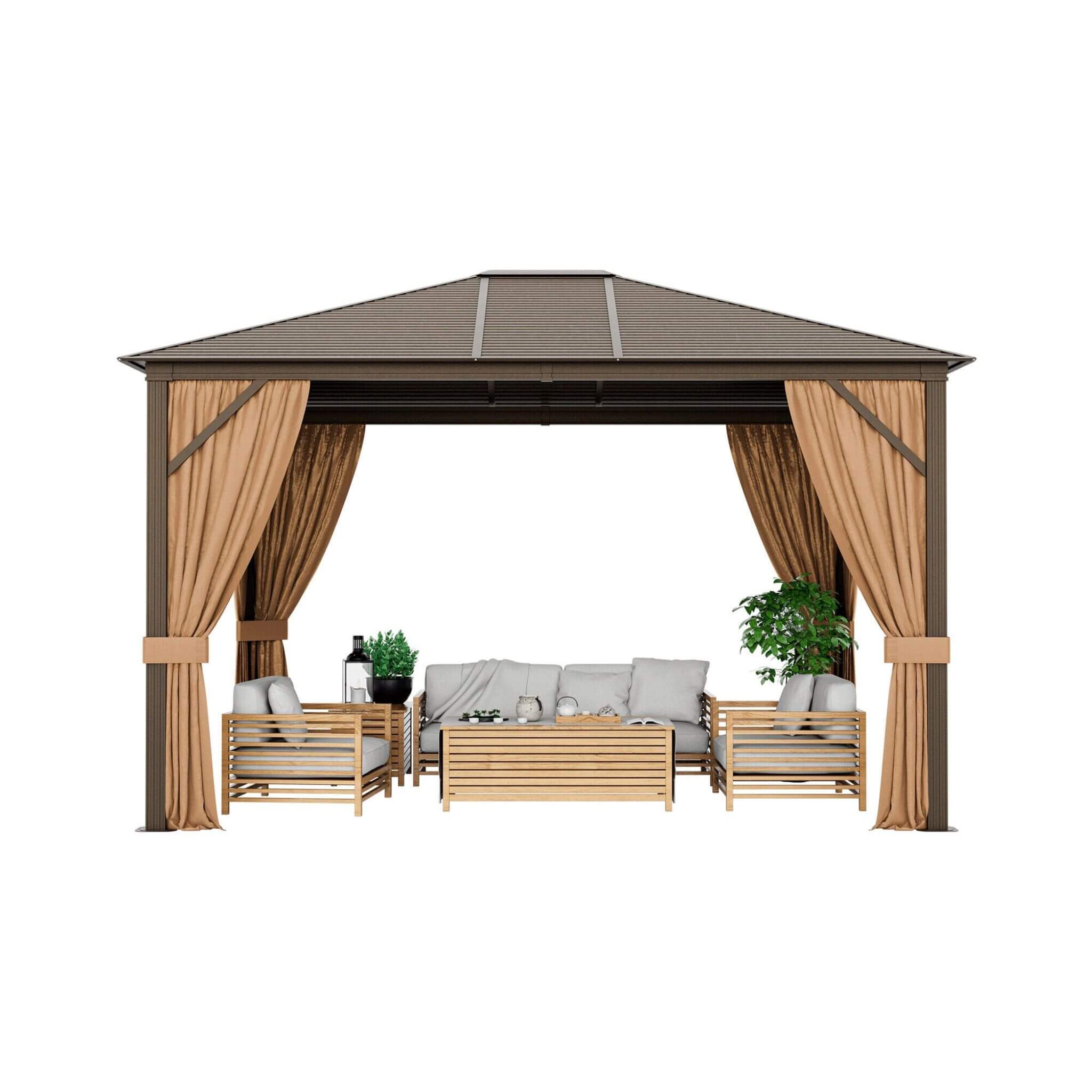 [10X12FT] Alora Premium Outdoor Hardtop Patio Gazebo With Galvanized Steel Top & Aluminum Frame (SAK74065) – SAKSBY WHOLESALE