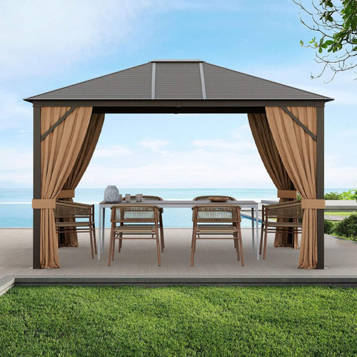 [10X12FT] Alora Premium Outdoor Hardtop Patio Gazebo With Galvanized Steel Top & Aluminum Frame (SAK74065) – SAKSBY WHOLESALE