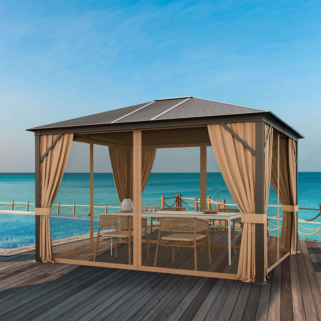 [10X12FT] Alora Premium Outdoor Hardtop Patio Gazebo With Galvanized Steel Top & Aluminum Frame (SAK74065) – SAKSBY WHOLESALE