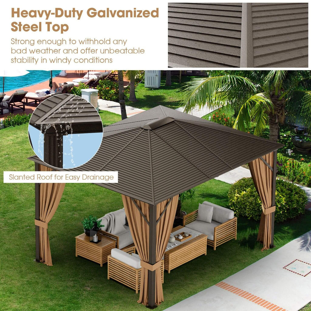 [10X12FT] Alora Premium Outdoor Hardtop Patio Gazebo With Galvanized Steel Top & Aluminum Frame (SAK74065) – SAKSBY WHOLESALE