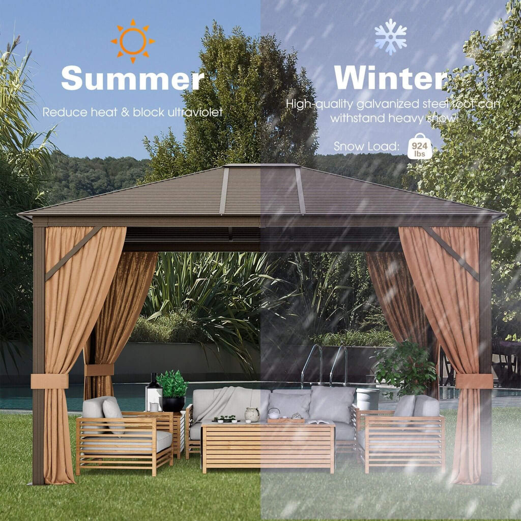 [10X12FT] Alora Premium Outdoor Hardtop Patio Gazebo With Galvanized Steel Top & Aluminum Frame (SAK74065) – SAKSBY WHOLESALE