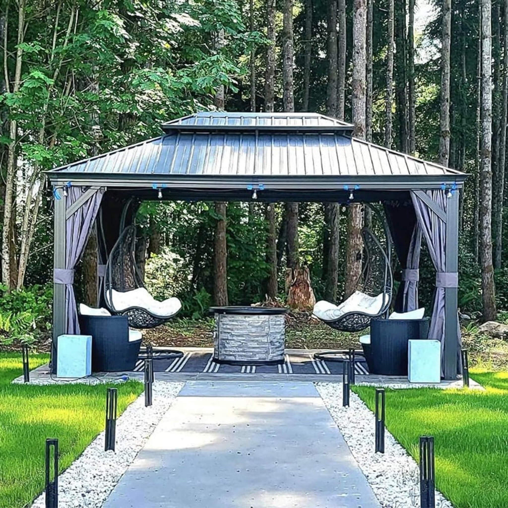 [10X13FT] Alora Large Premium Outdoor Hardtop Aluminum Gazebo With Galvanized Steel Double Roof (SAK74826) – SAKSBY WHOLESALE