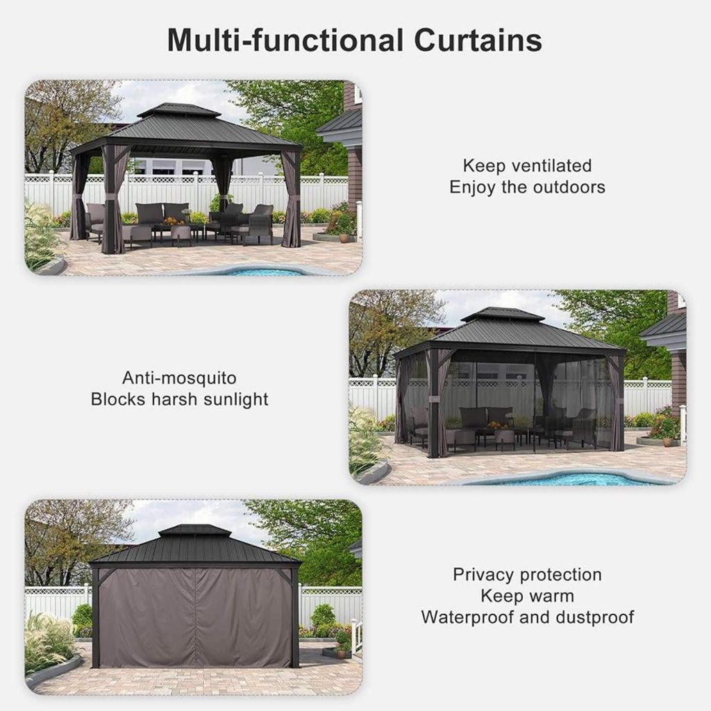 [10X13FT] Alora Large Premium Outdoor Hardtop Aluminum Gazebo With Galvanized Steel Double Roof (SAK74826) – SAKSBY WHOLESALE