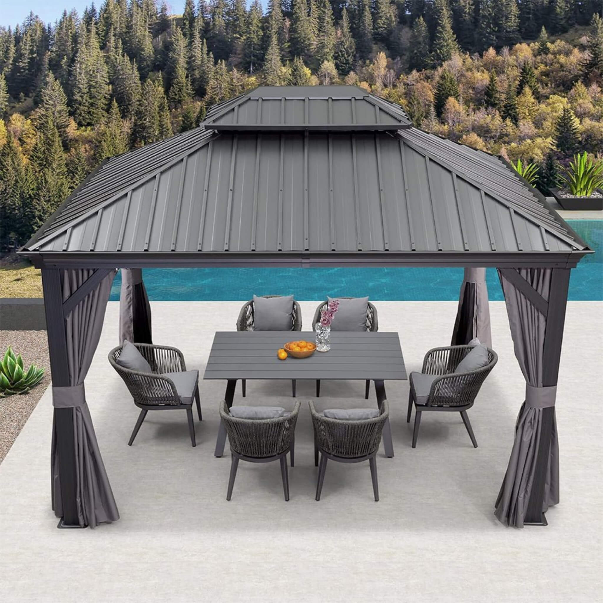 [10X13FT] Alora Large Premium Outdoor Hardtop Aluminum Gazebo With Galvanized Steel Double Roof (SAK74826) – SAKSBY WHOLESALE