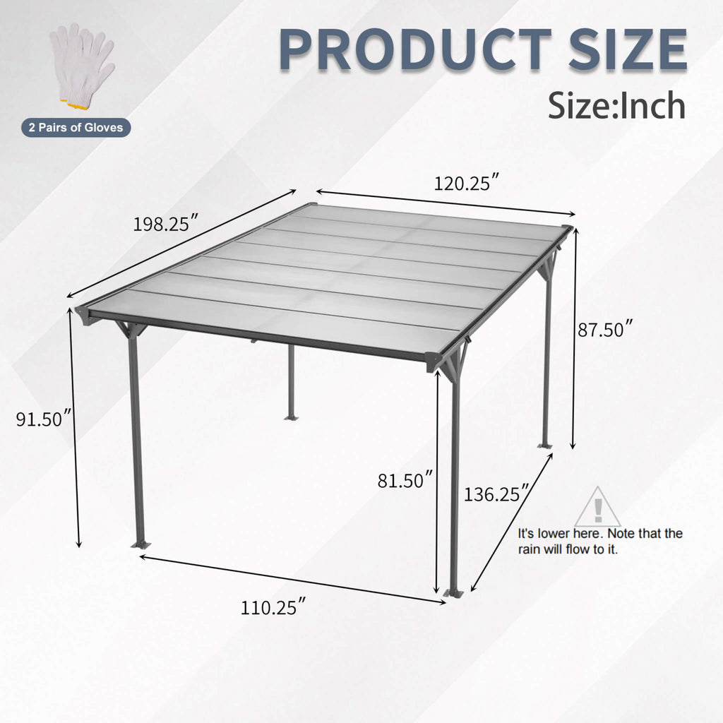[10X16FT] Alora Heavy-Duty Outdoor Driveway Pergola With Aluminum Alloy Frame And Polycarbonate Panels (SAK47395) – SAKSBY WH