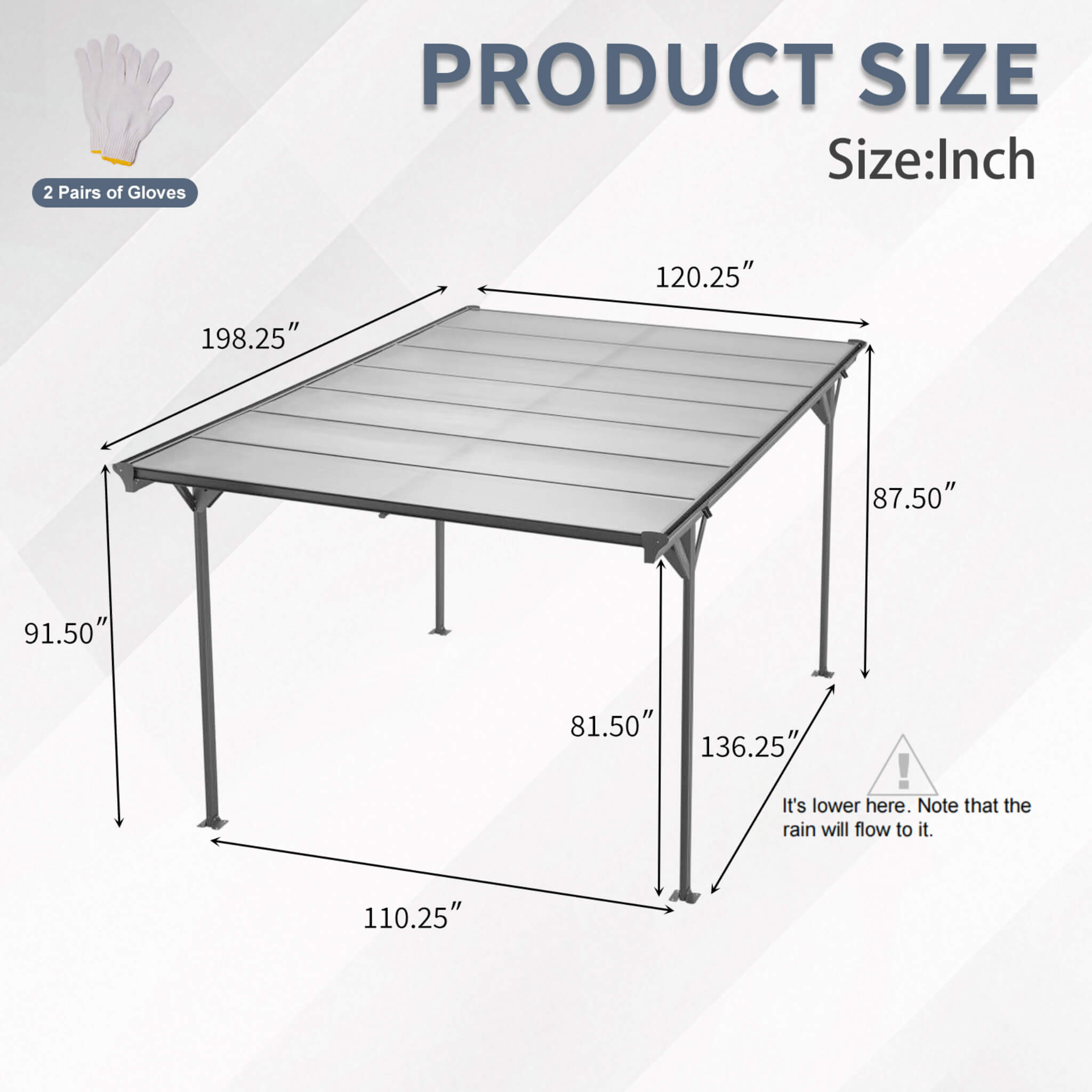 [10X16FT] Alora Heavy-Duty Outdoor Driveway Pergola With Aluminum Alloy Frame And Polycarbonate Panels (SAK47395) – SAKSBY WH