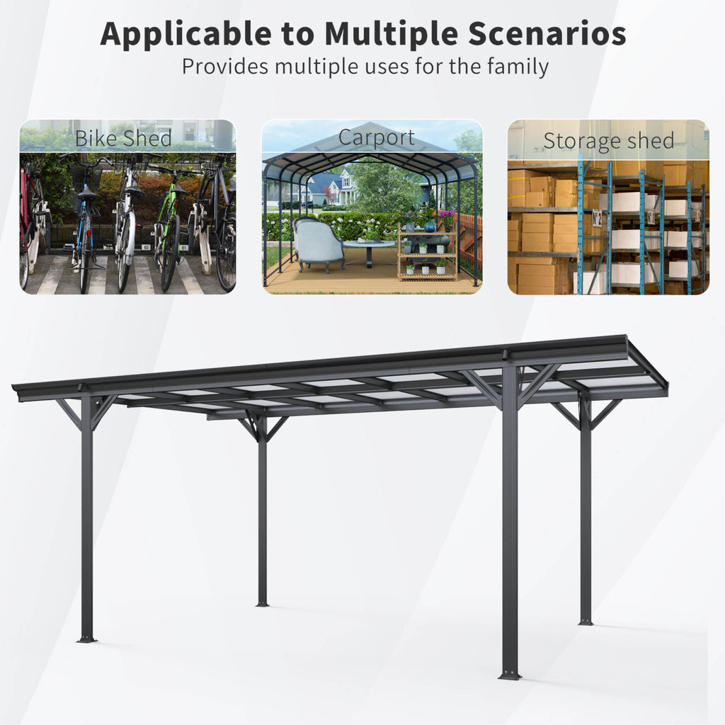 [10X16FT] Alora Heavy-Duty Outdoor Driveway Pergola With Aluminum Alloy Frame And Polycarbonate Panels (SAK47395) – SAKSBY WH