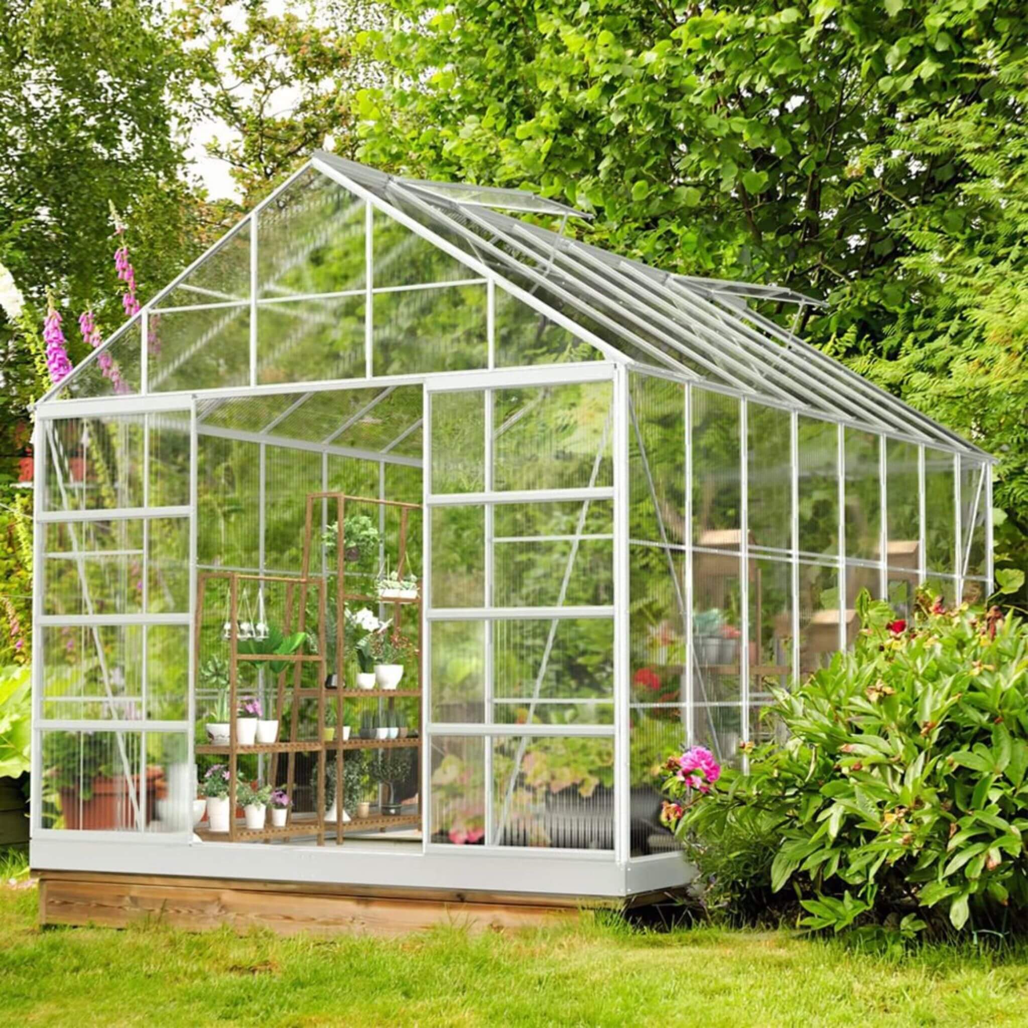 [10X16FT] Extra Large Heavy-Duty Backyard Polycarbonate Aluminum Greenhouse With Sliding Doors And Vents (SAK97526) – SAKSBY 