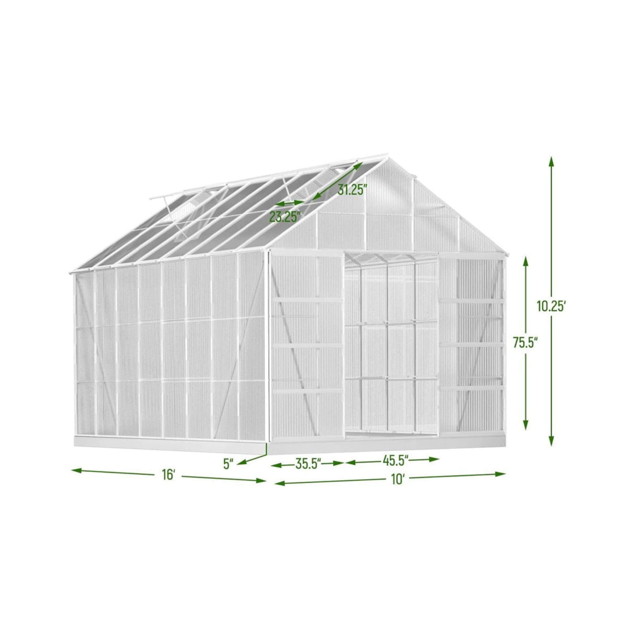 [10X16FT] Extra Large Heavy-Duty Backyard Polycarbonate Aluminum Greenhouse With Sliding Doors And Vents (SAK97526) – SAKSBY 