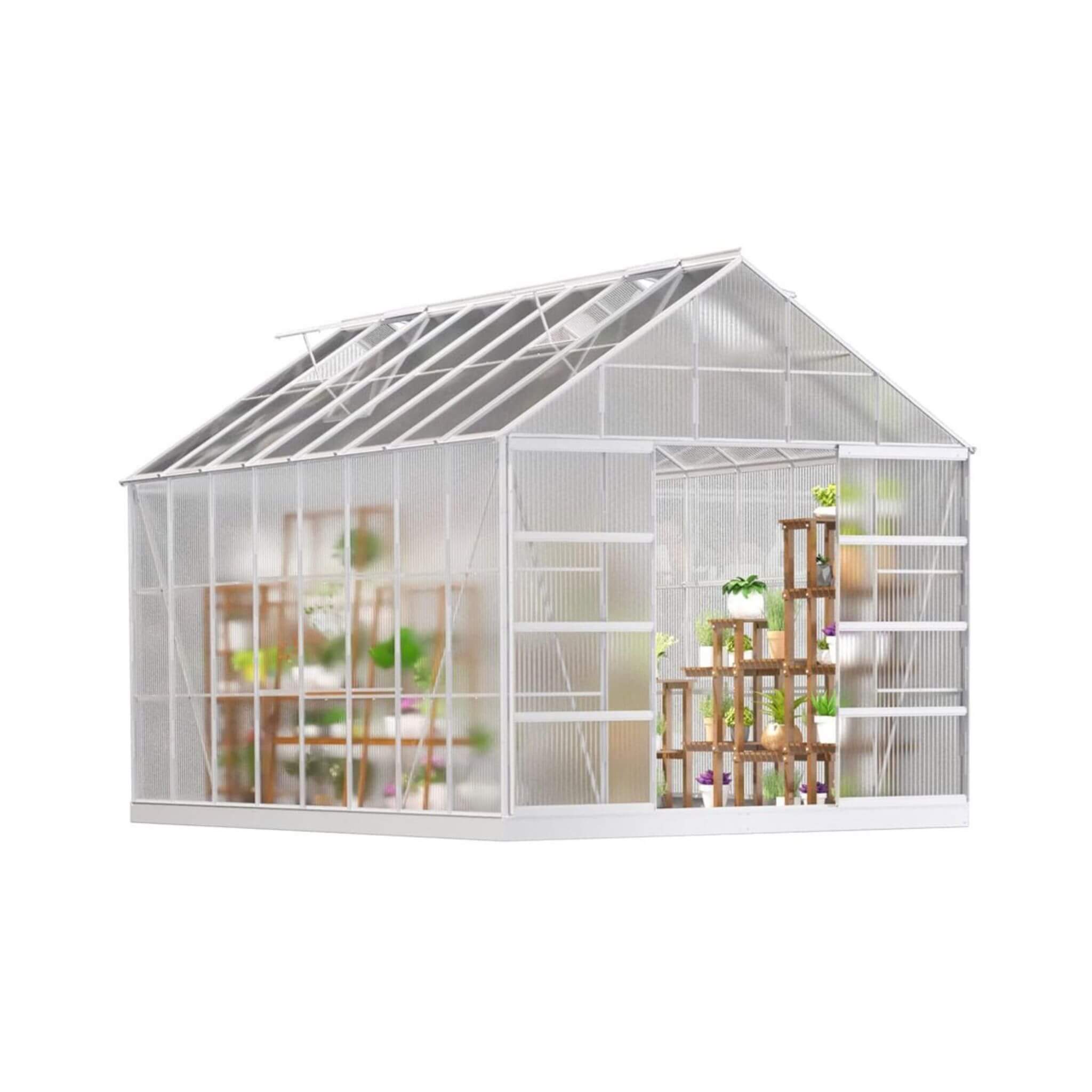 [10X16FT] Extra Large Heavy-Duty Backyard Polycarbonate Aluminum Greenhouse With Sliding Doors And Vents (SAK97526) – SAKSBY 