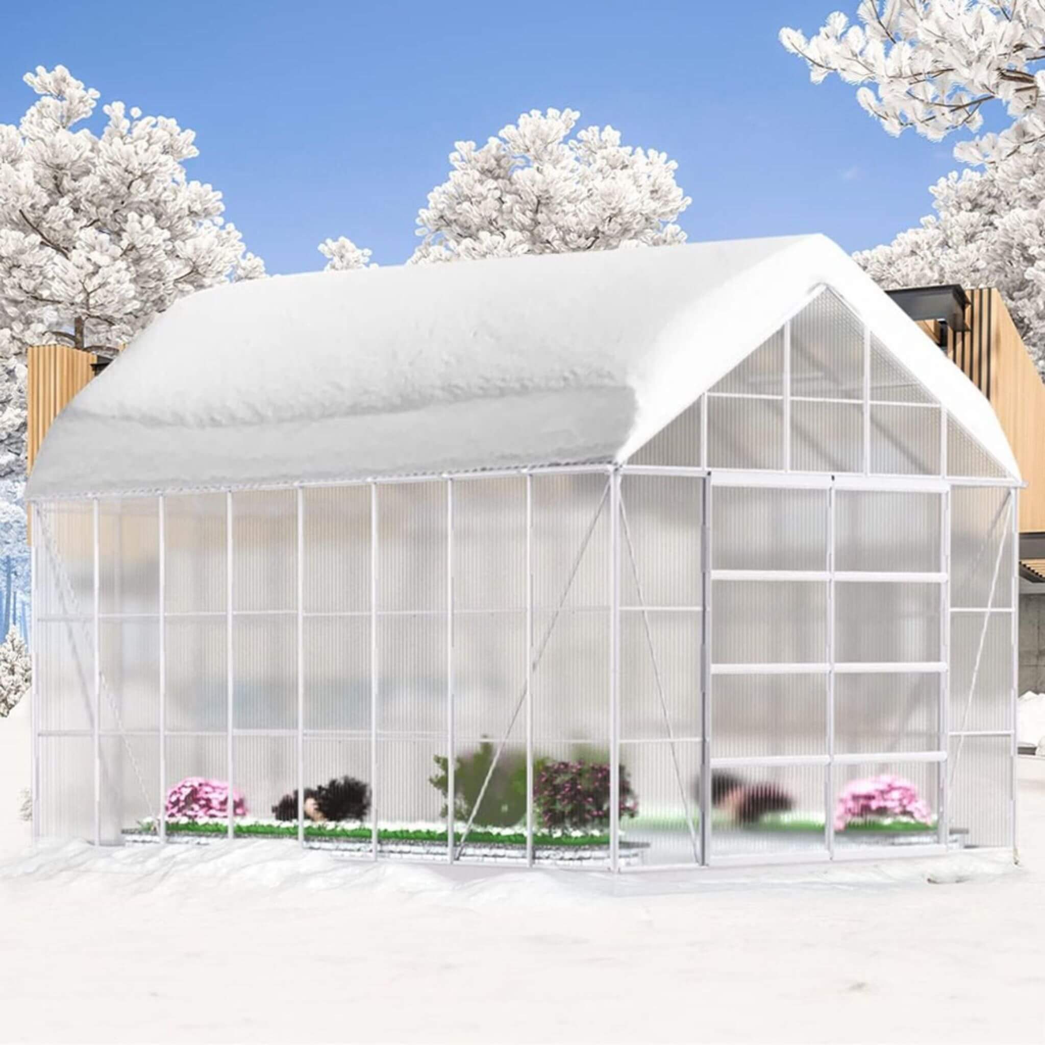 [10X16FT] Extra Large Heavy-Duty Backyard Polycarbonate Aluminum Greenhouse With Sliding Doors And Vents (SAK97526) – SAKSBY 