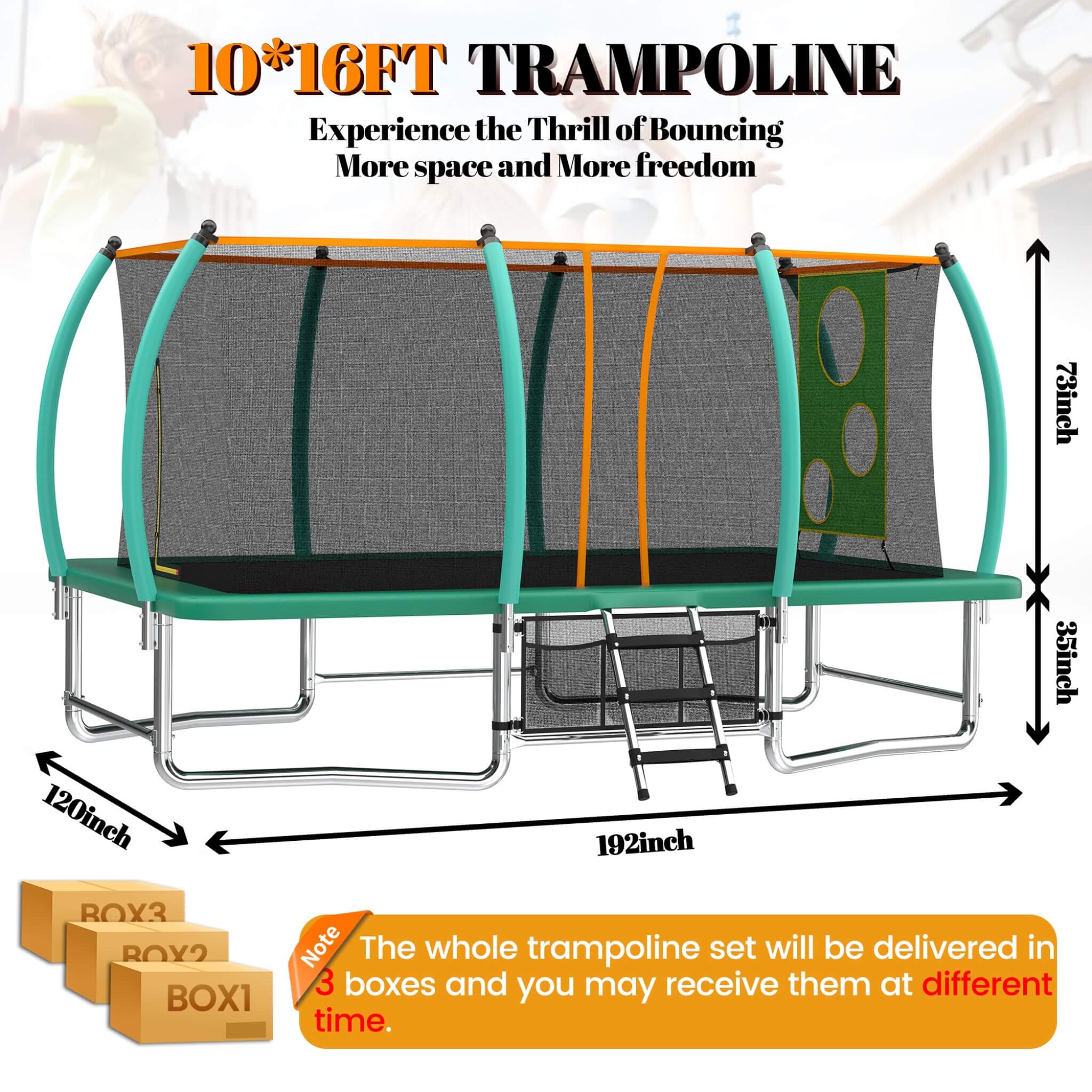 [10X16FT] Large Outdoor Rectangular Trampoline With Netting (SAK83017) – SAKSBY WHOLESALE, view 7
