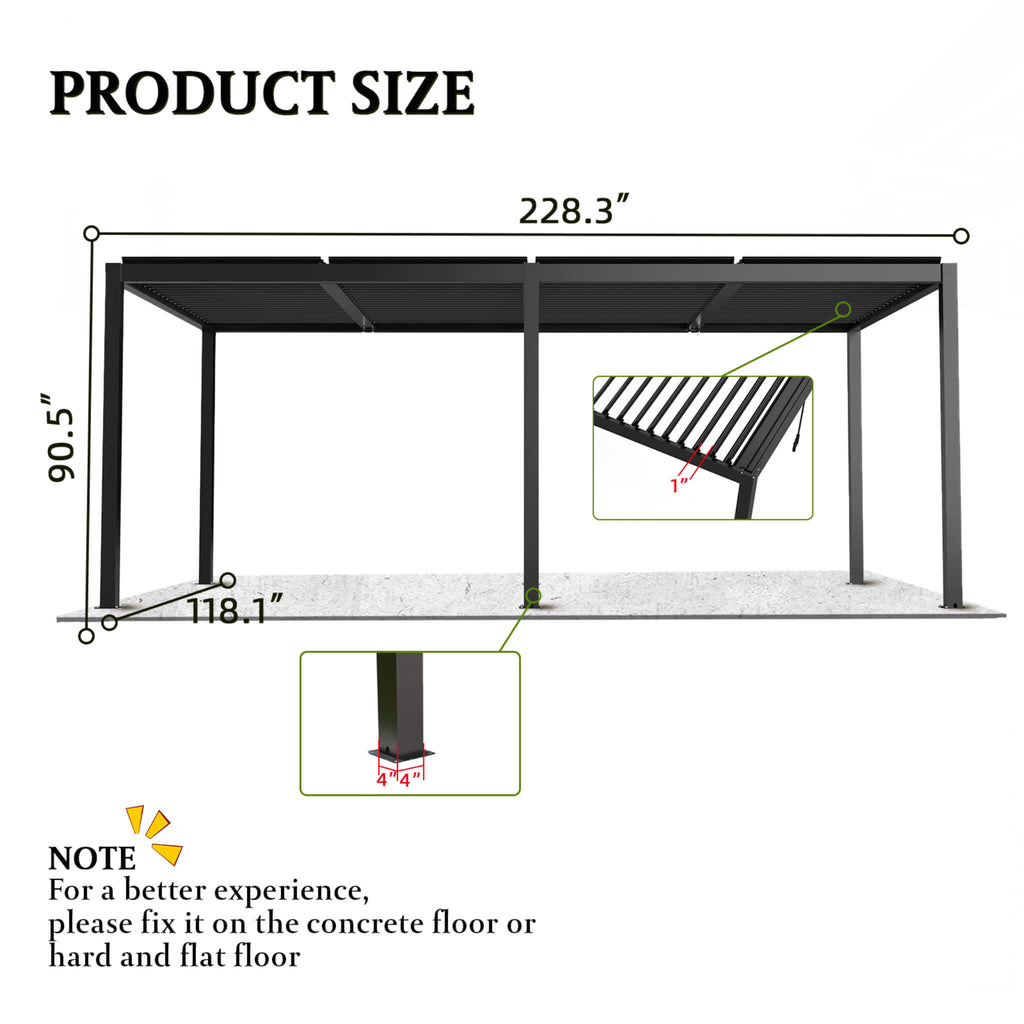 [10X19FT] Alora Modern Durable All-Weather Outdoor Pergola With Aluminum Frame And Steel Louvers (SAK32691) – SAKSBY WHOLESAL