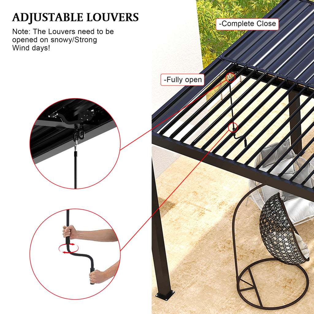 [10X19FT] Alora Modern Durable All-Weather Outdoor Pergola With Aluminum Frame And Steel Louvers (SAK32691) – SAKSBY WHOLESAL