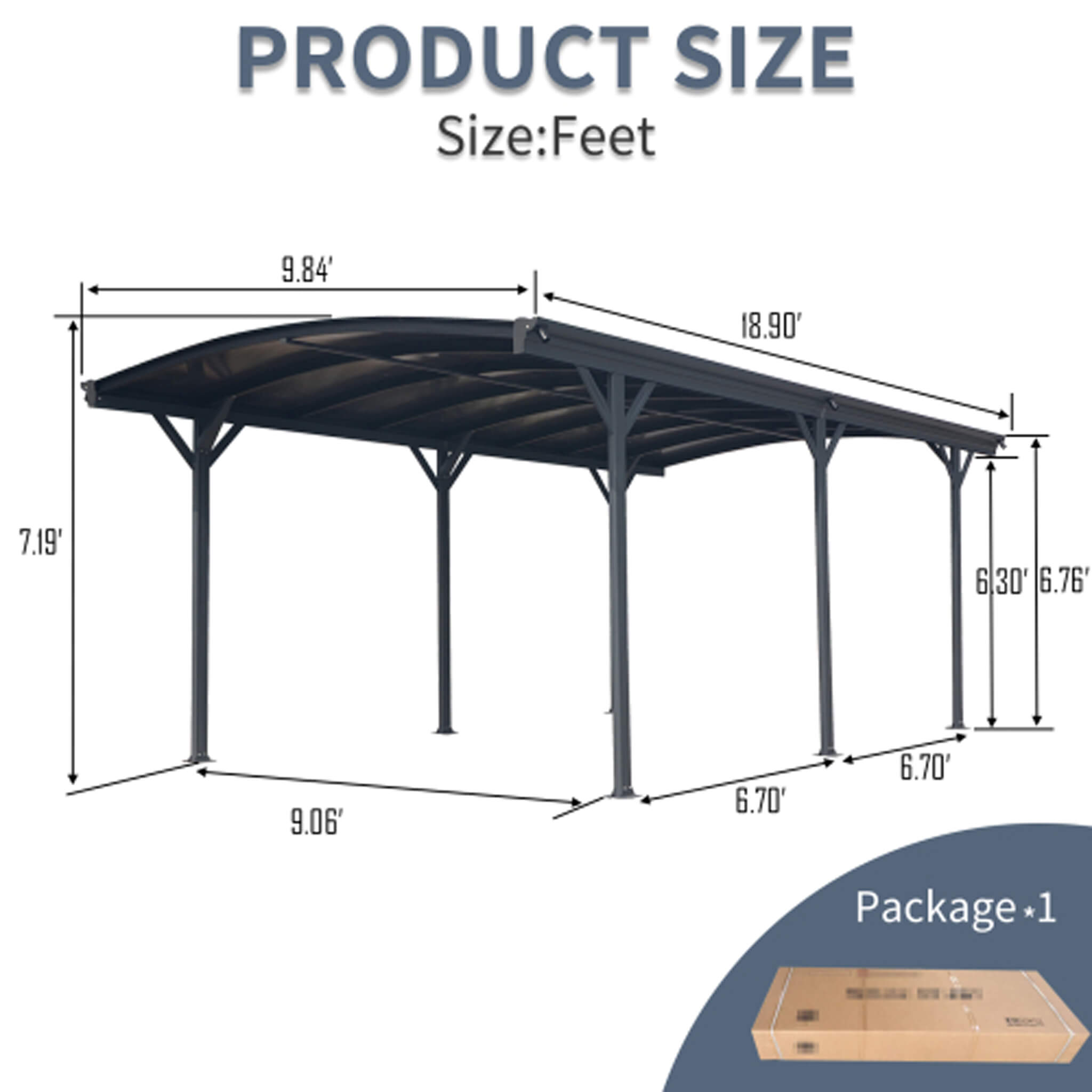 [10X19FT] Alora Heavy-Duty Outdoor Aluminum Arch Carport With Polycarbonate Panels (SAK86109) – SAKSBY WHOLESALE, view 8