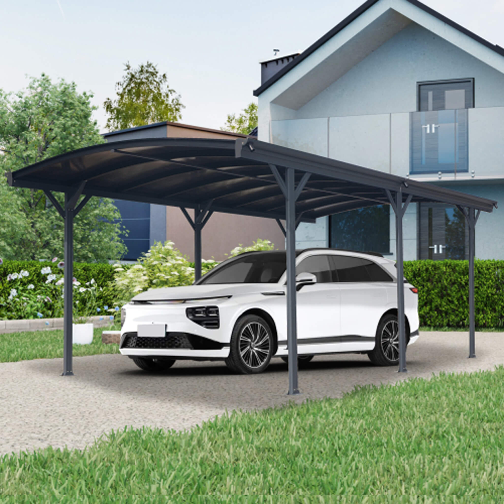 [10X19FT] Alora Heavy-Duty Outdoor Aluminum Arch Carport With Polycarbonate Panels (SAK86109) – SAKSBY WHOLESALE, view 3