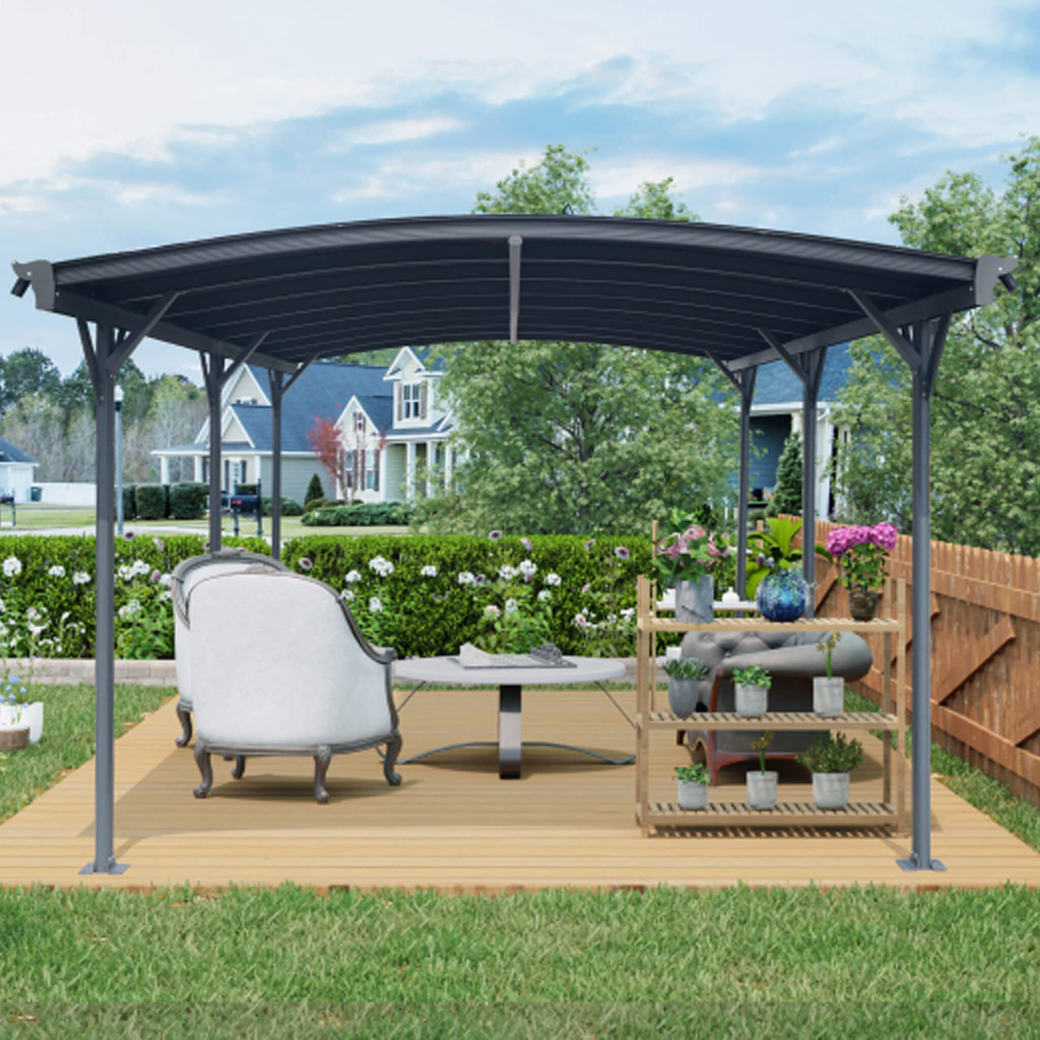 [10X19FT] Alora Heavy-Duty Outdoor Aluminum Arch Carport With Polycarbonate Panels (SAK86109) – SAKSBY WHOLESALE