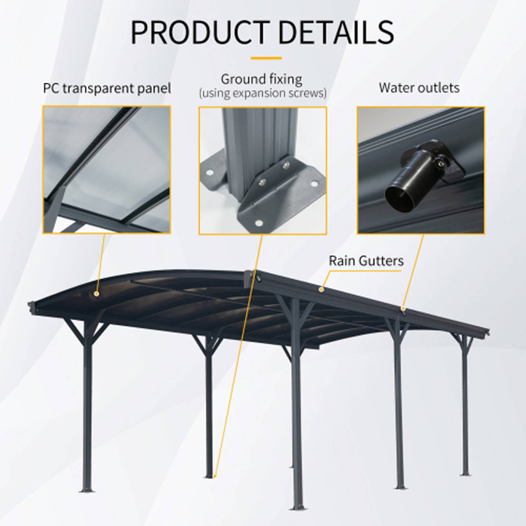 [10X19FT] Alora Heavy-Duty Outdoor Aluminum Arch Carport With Polycarbonate Panels (SAK86109) – SAKSBY WHOLESALE, view 7