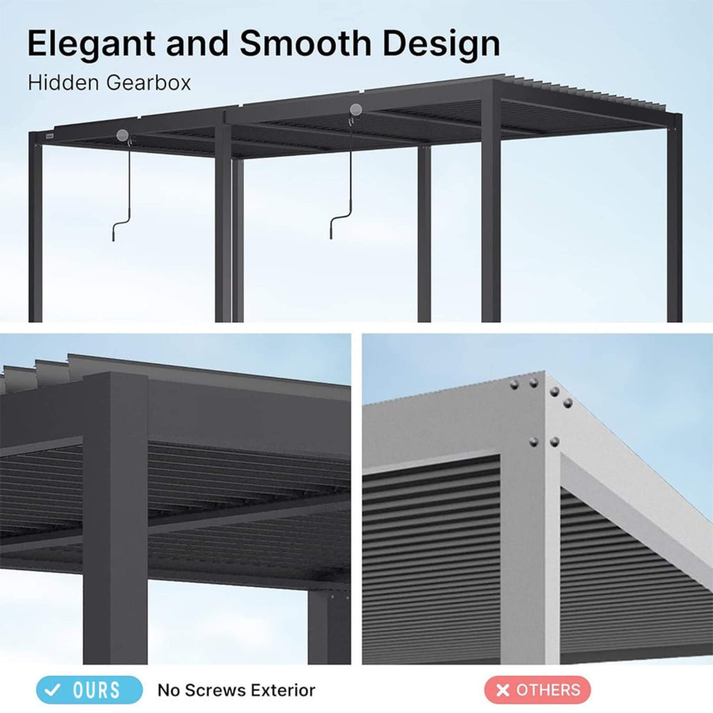 [10X19FT] Alora Premium Full Aluminum Patio Outdoor Louvered Pergola With Adjustable Hardtop Roof (SAK86352) – SAKSBY WHOLESA