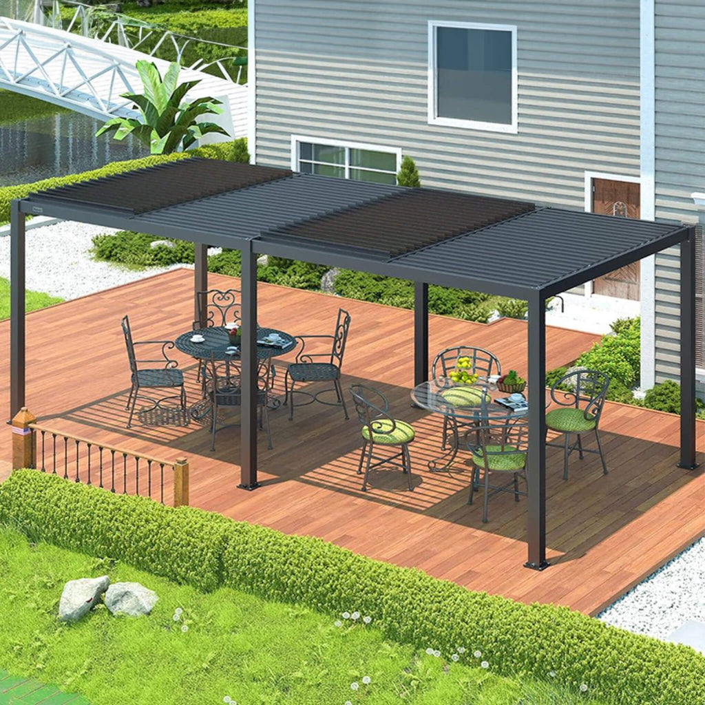 [10X19FT] Alora Premium Full Aluminum Patio Outdoor Louvered Pergola With Adjustable Hardtop Roof (SAK86352) – SAKSBY WHOLESA