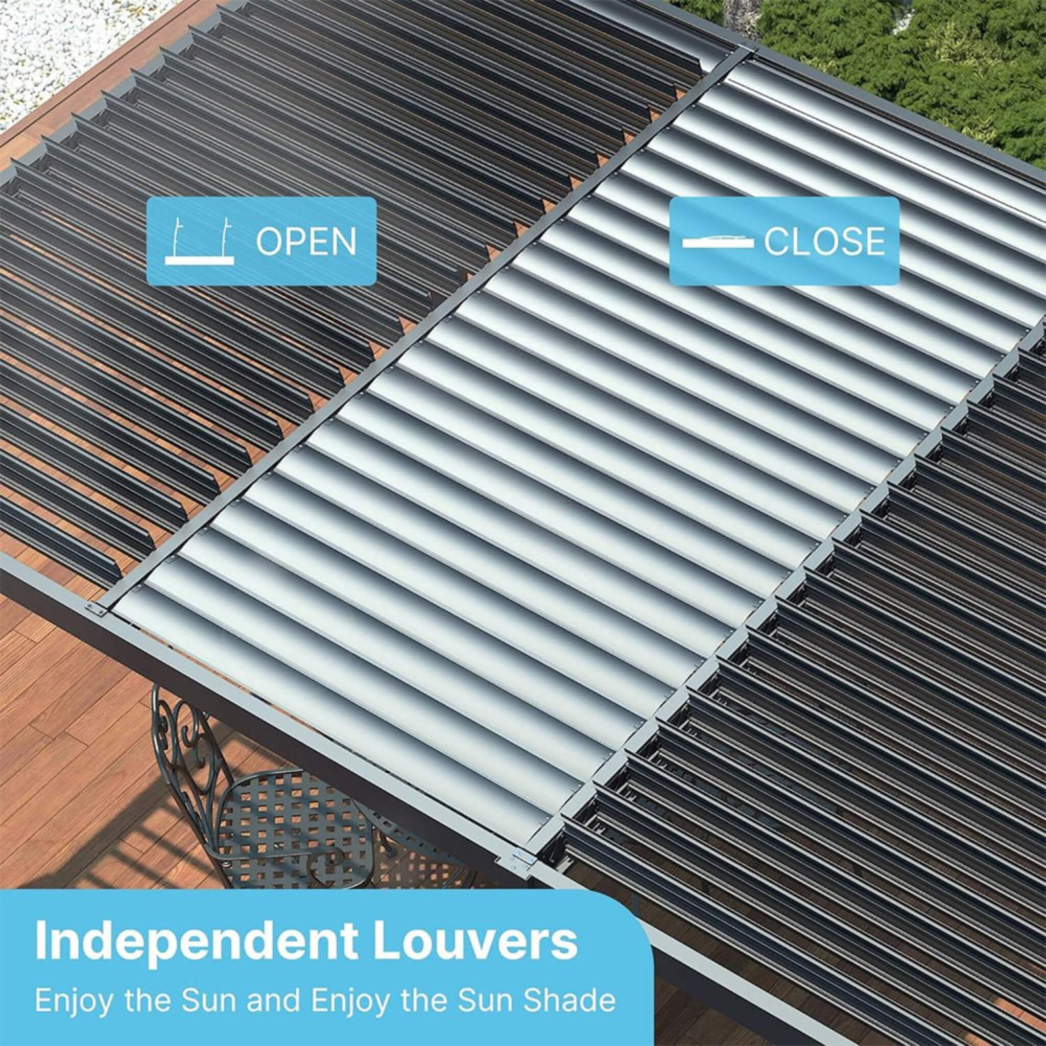 [10X19FT] Alora Premium Full Aluminum Patio Outdoor Louvered Pergola With Adjustable Hardtop Roof (SAK86352) – SAKSBY WHOLESA