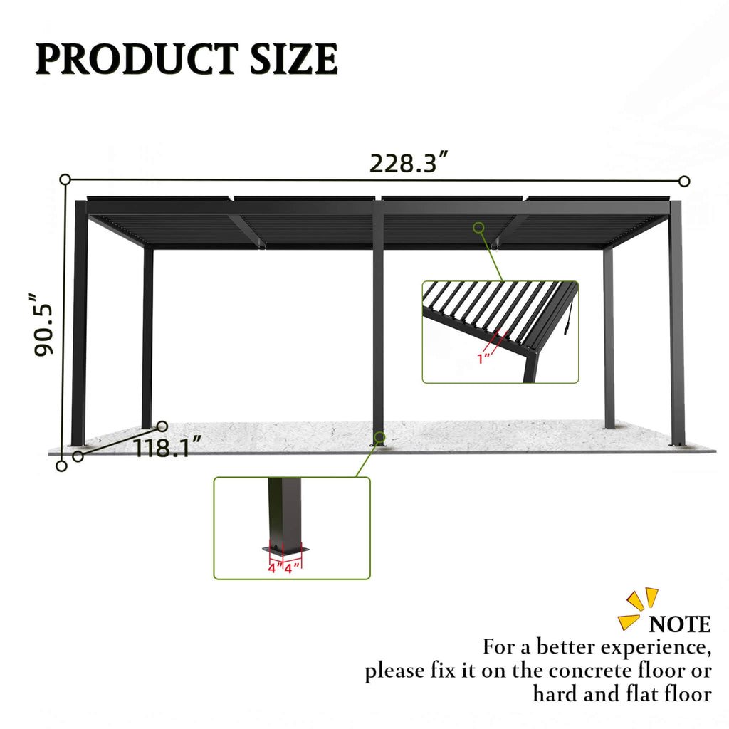 [10X19FT] Alora Premium Powder-Coated Aluminum Pergola With Adjustable Louvers (SAK78345) – SAKSBY WHOLESALE, view 13