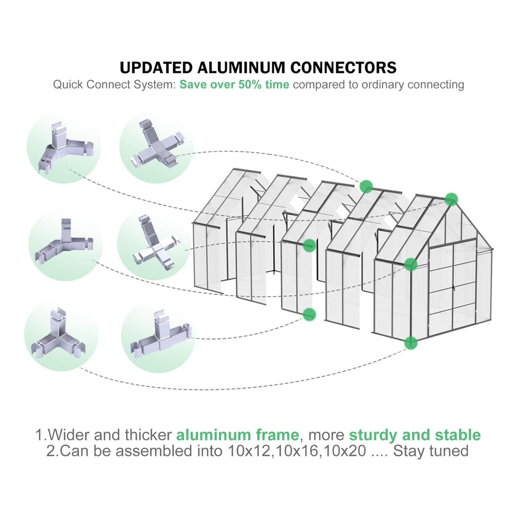 [10X20FT] Extra-Large Heavy-Duty Outdoor Backyard Greenhouse With Adjustable Roof Vents, 4MM (SAK59482) – SAKSBY WHOLESALE, v