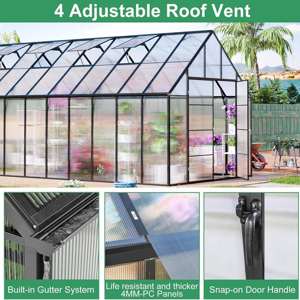 [10X20FT] Extra-Large Heavy-Duty Outdoor Backyard Greenhouse With Adjustable Roof Vents, 4MM (SAK59482) – SAKSBY WHOLESALE, v