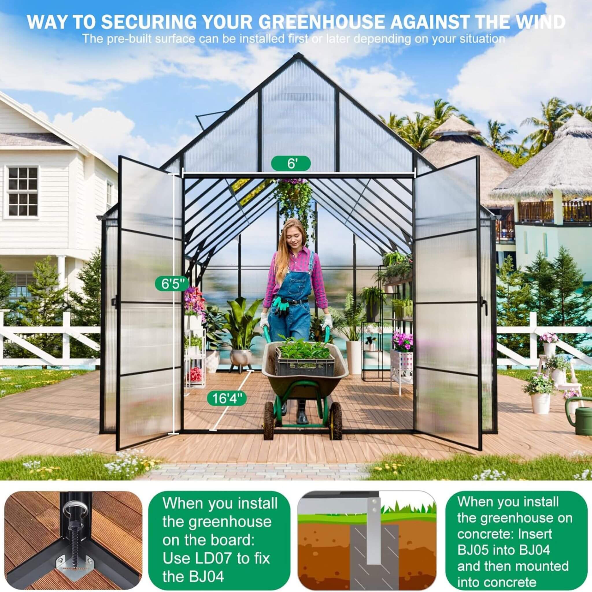 [10X20FT] Extra-Large Heavy-Duty Outdoor Backyard Greenhouse With Adjustable Roof Vents, 4MM (SAK59482) – SAKSBY WHOLESALE, v