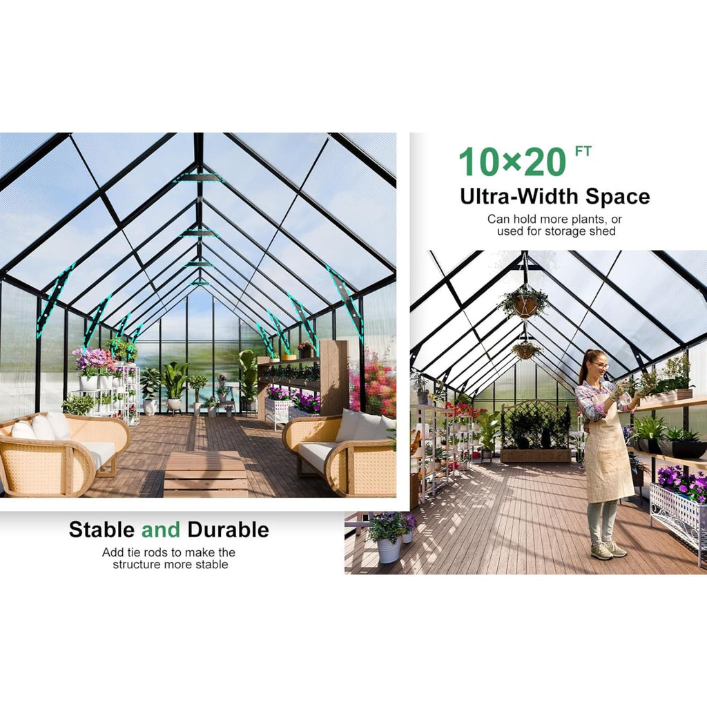 [10X20FT] Extra-Large Heavy-Duty Outdoor Backyard Greenhouse With Adjustable Roof Vents, 4MM (SAK59482) – SAKSBY WHOLESALE, v