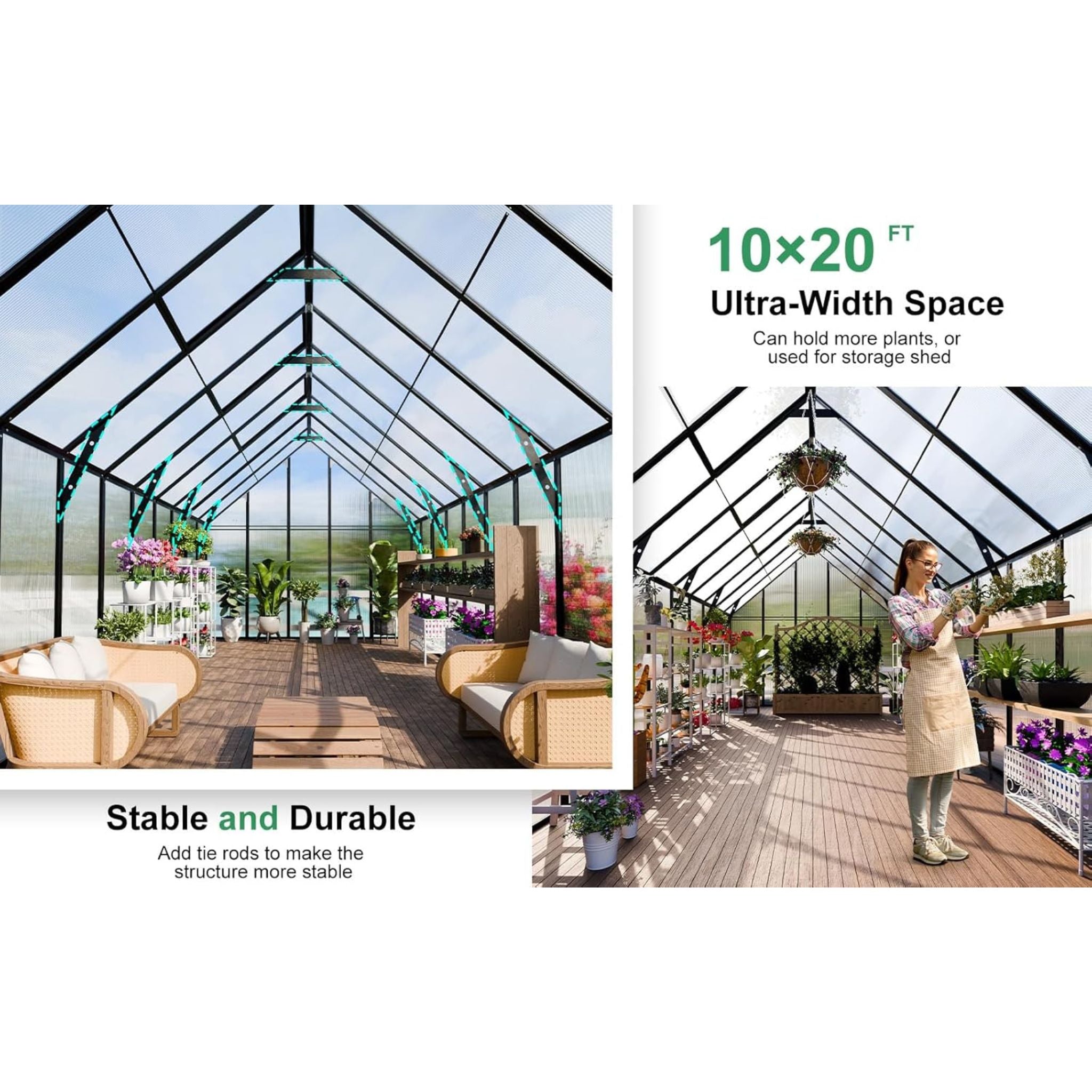 [10X20FT] Extra-Large Heavy-Duty Outdoor Backyard Greenhouse With Adjustable Roof Vents, 4MM (SAK59482) – SAKSBY WHOLESALE, v
