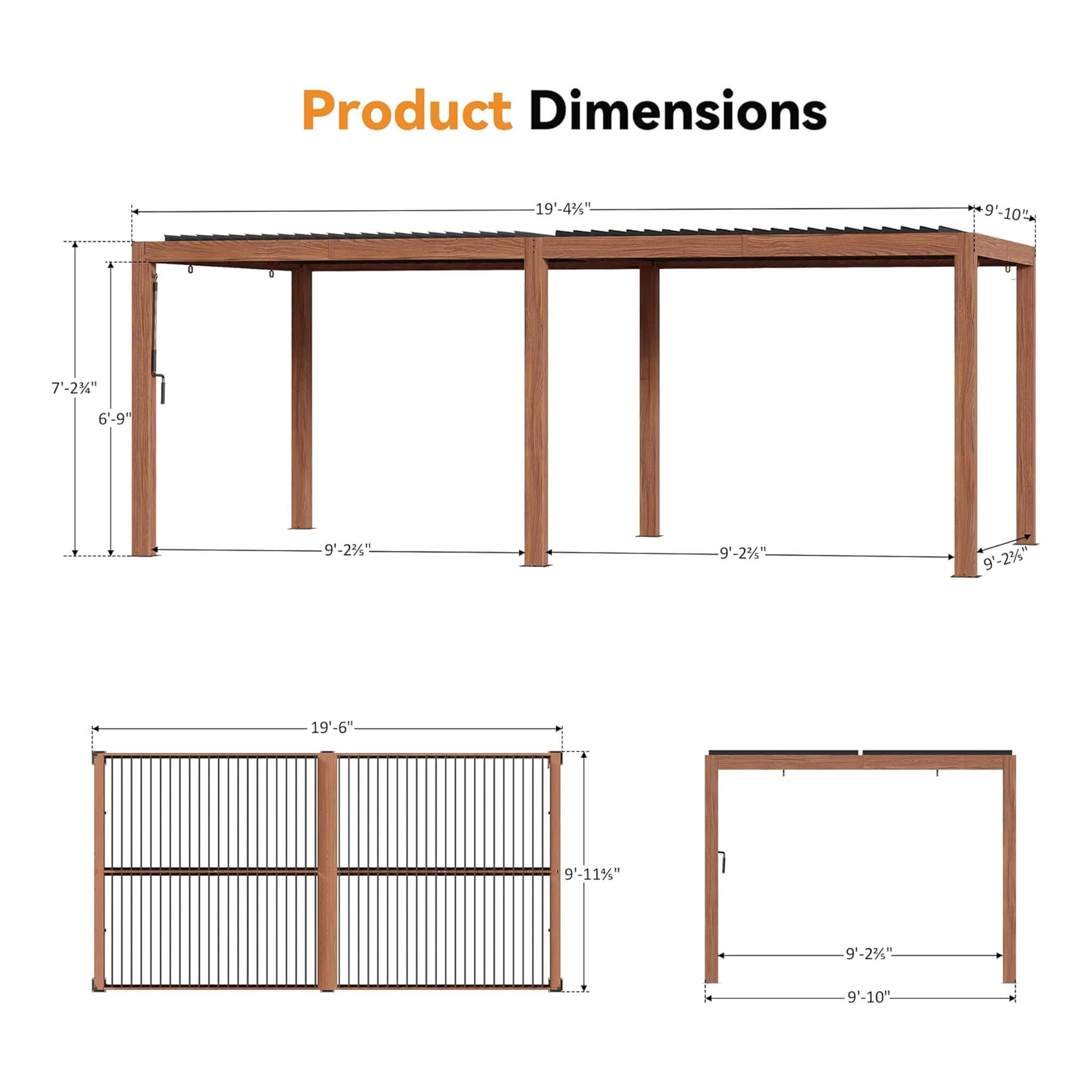 [10X20FT] Alora Heavy-Duty Luxury Outdoor Pergola With Adjustable Louvers And Integrated Drainage (SAK42670) – SAKSBY WHOLESA