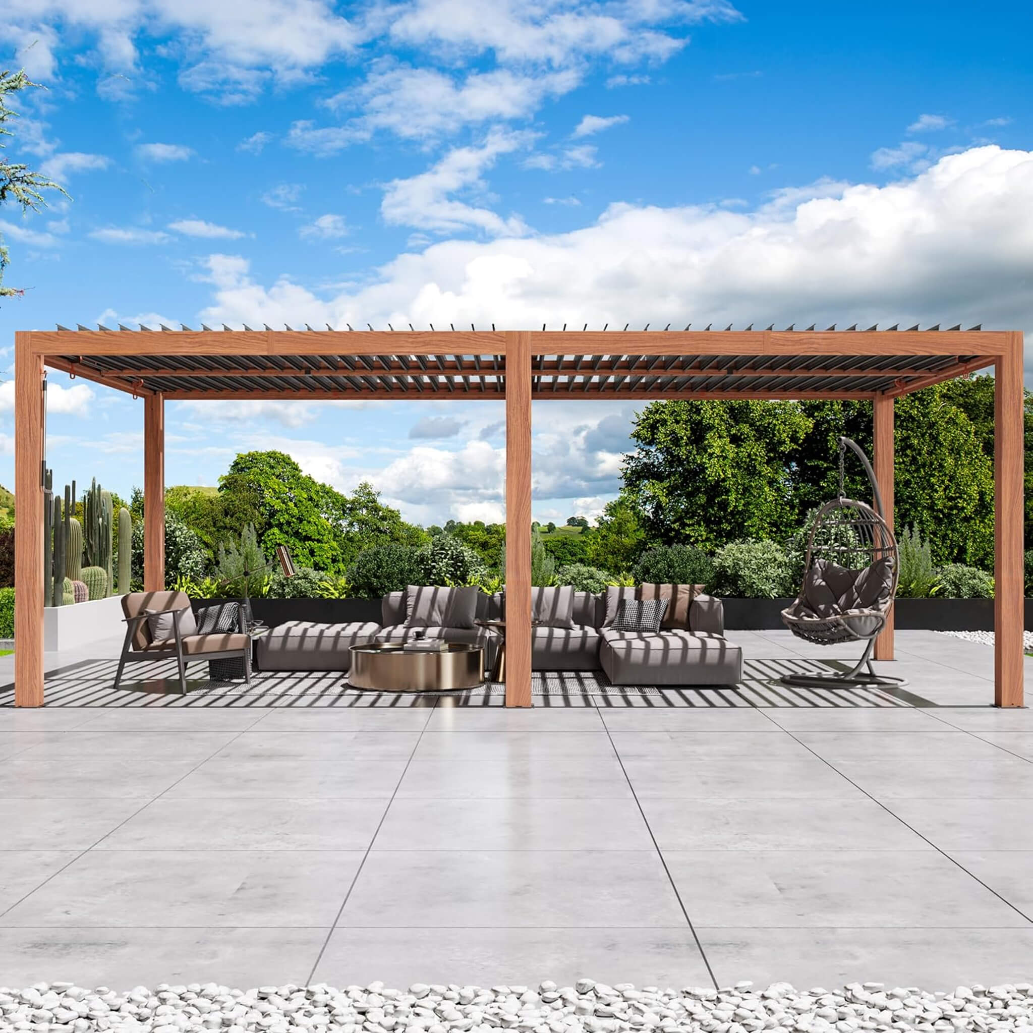 [10X20FT] Alora Heavy-Duty Luxury Outdoor Pergola With Adjustable Louvers And Integrated Drainage (SAK42670) – SAKSBY WHOLESA