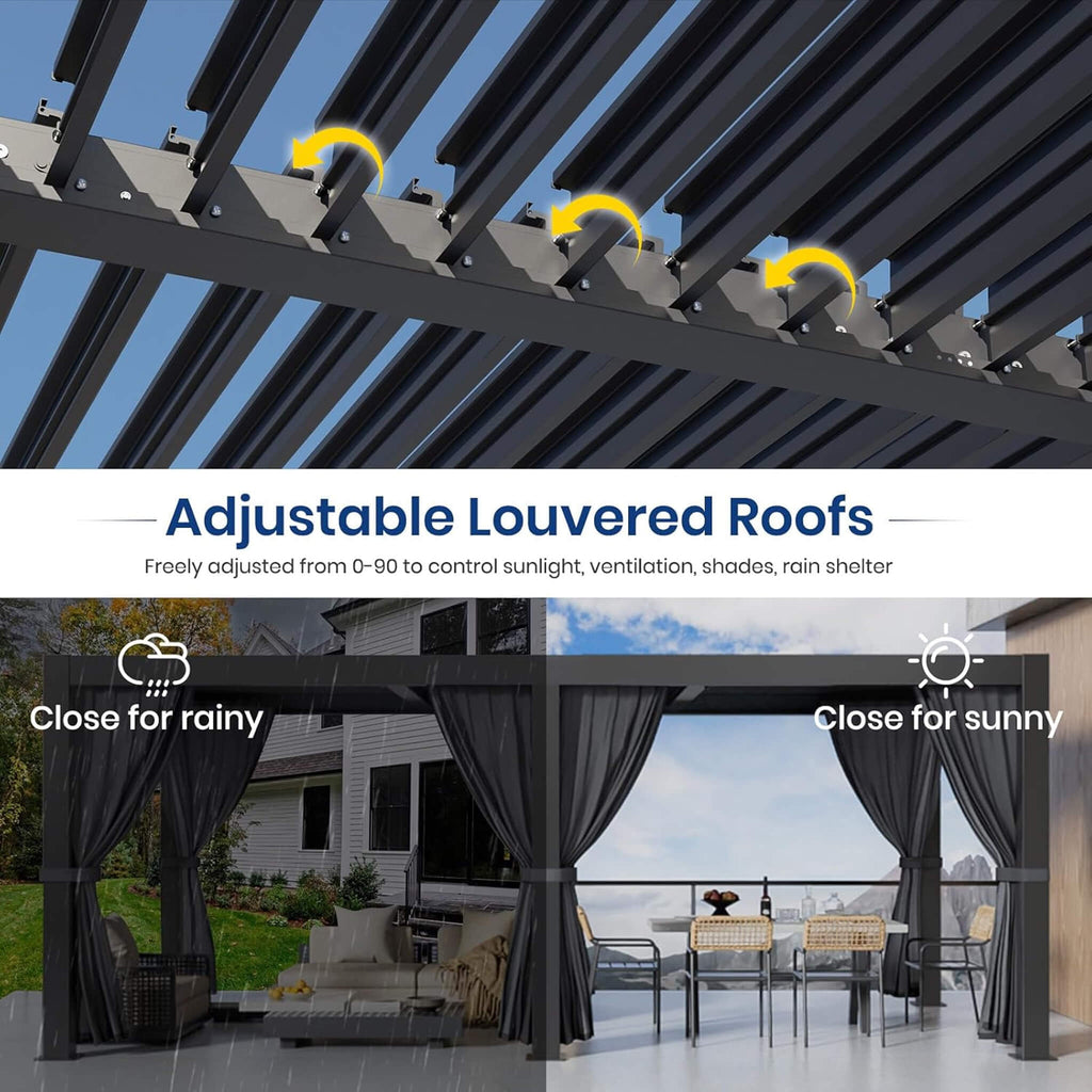 [10X20FT] Alora Premium Louvered Pergola With Curtains And Netting (SAK67041) – SAKSBY WHOLESALE, view 5
