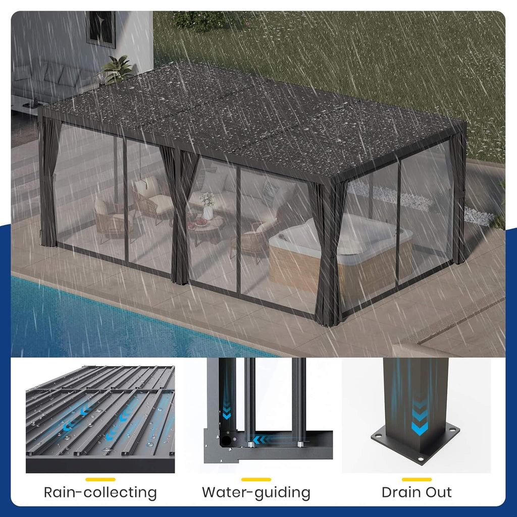[10X20FT] Alora Premium Louvered Pergola With Curtains And Netting (SAK67041) – SAKSBY WHOLESALE, view 6